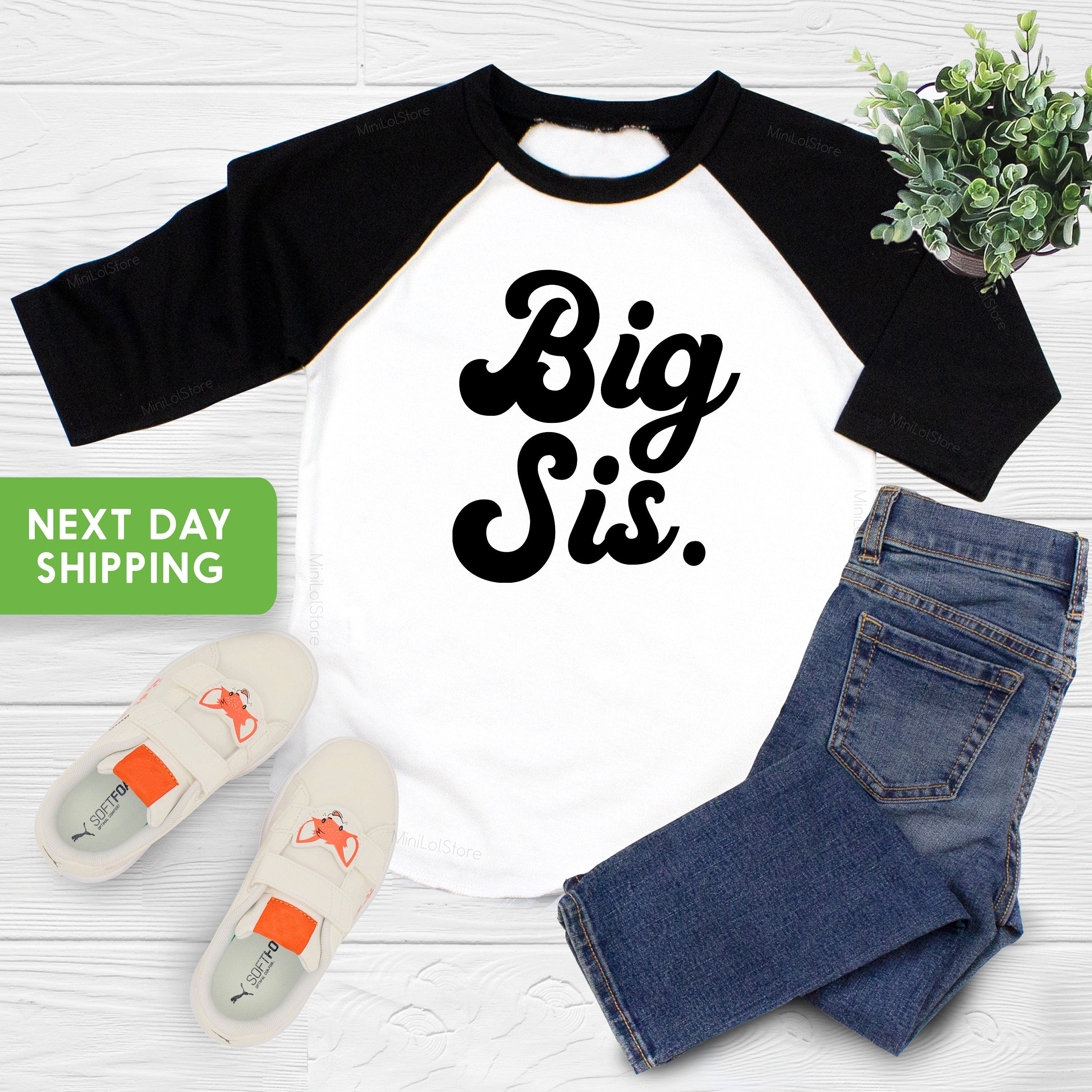 Big Sis Toddler Shirt, Vintage Big Sister Baseball Tee, Cute Retro Big Sister Kids Shirt