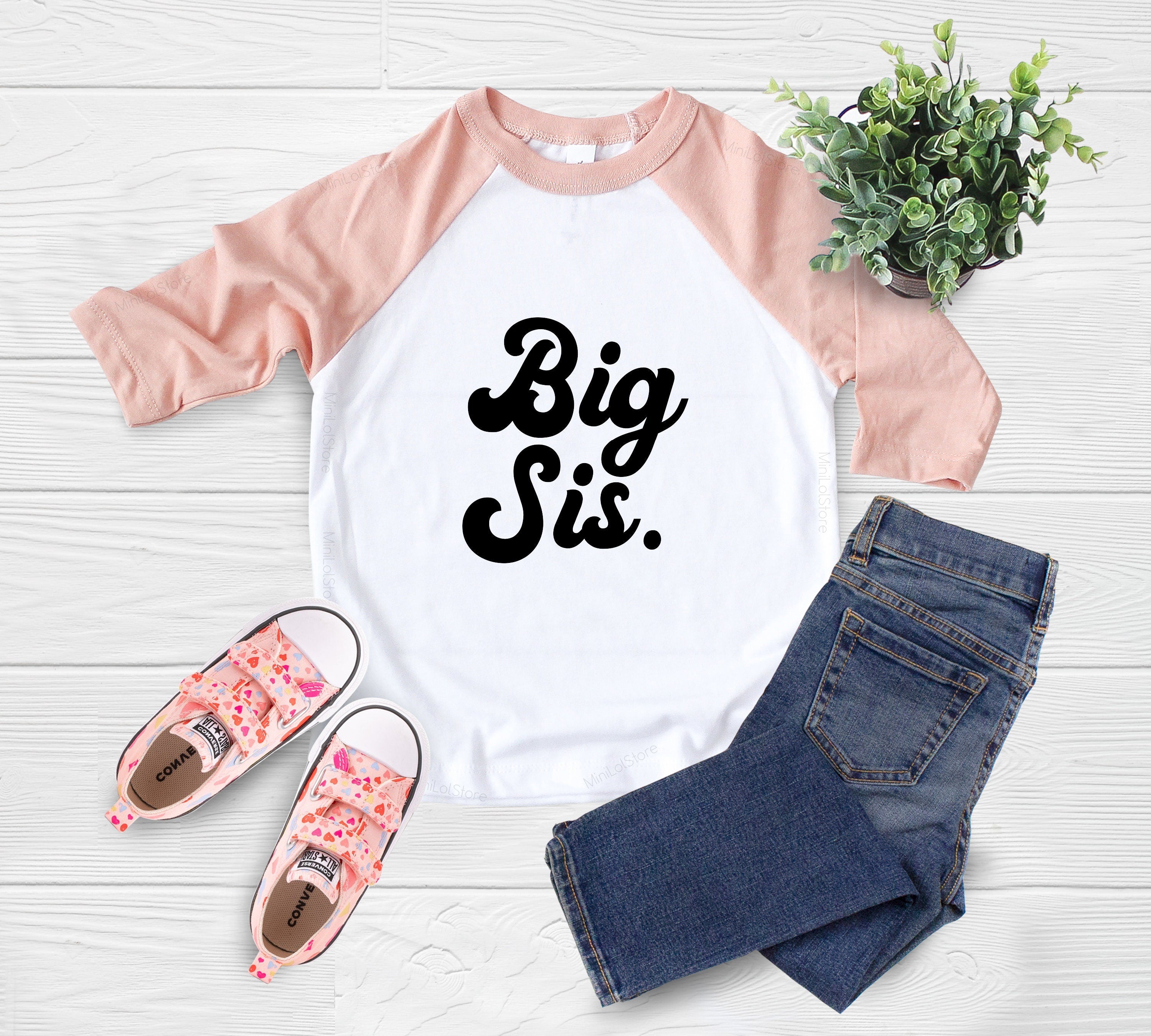 Big Sis Toddler Shirt, Vintage Big Sister Baseball Tee, Cute Retro Big Sister Kids Shirt