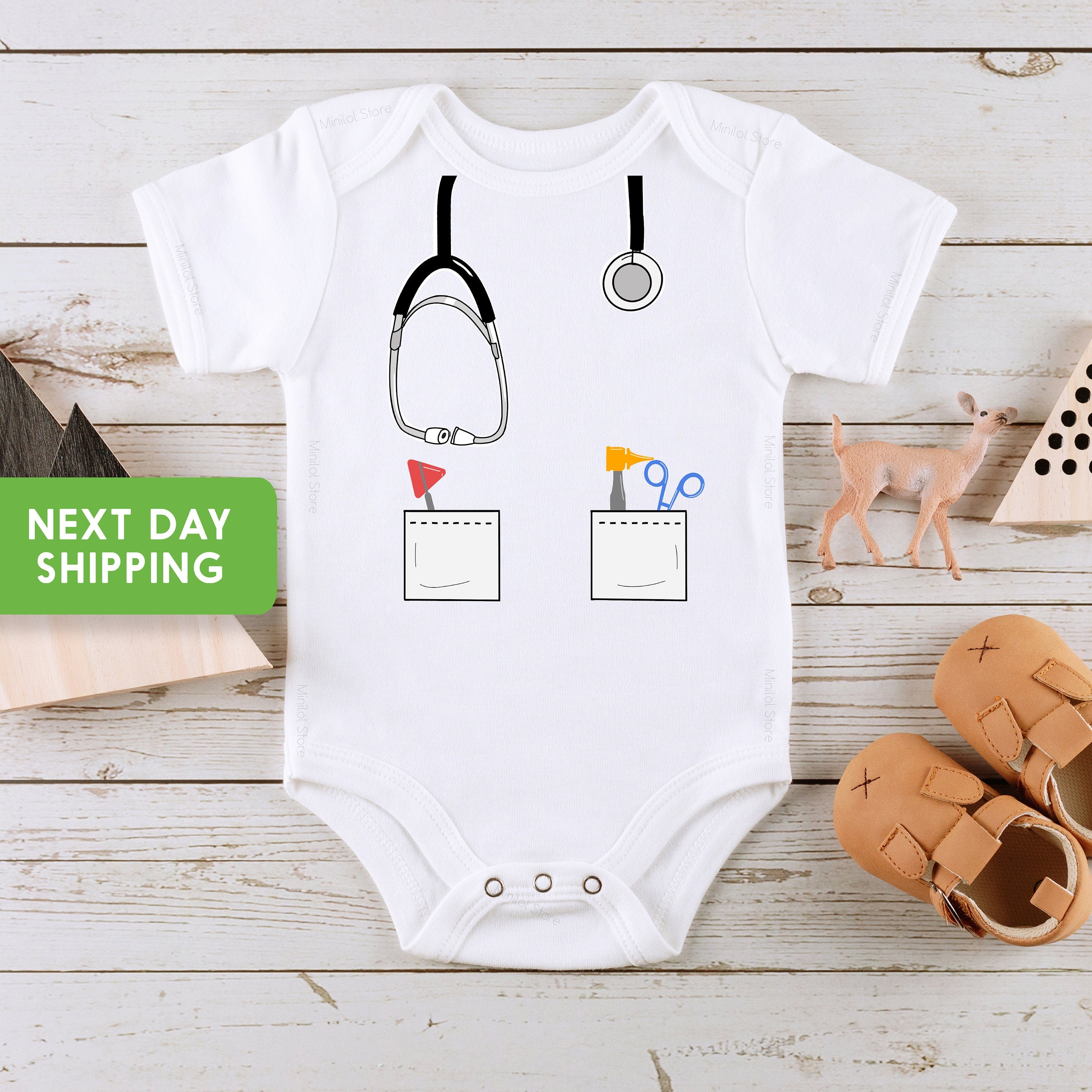 Doctor Or Nurse Cute Stethoscope Baby Onesie®, Future Doctor Onesie®, Doctor Baby Shower, Nurse Baby Gift, Cute Doctor Baby Gift