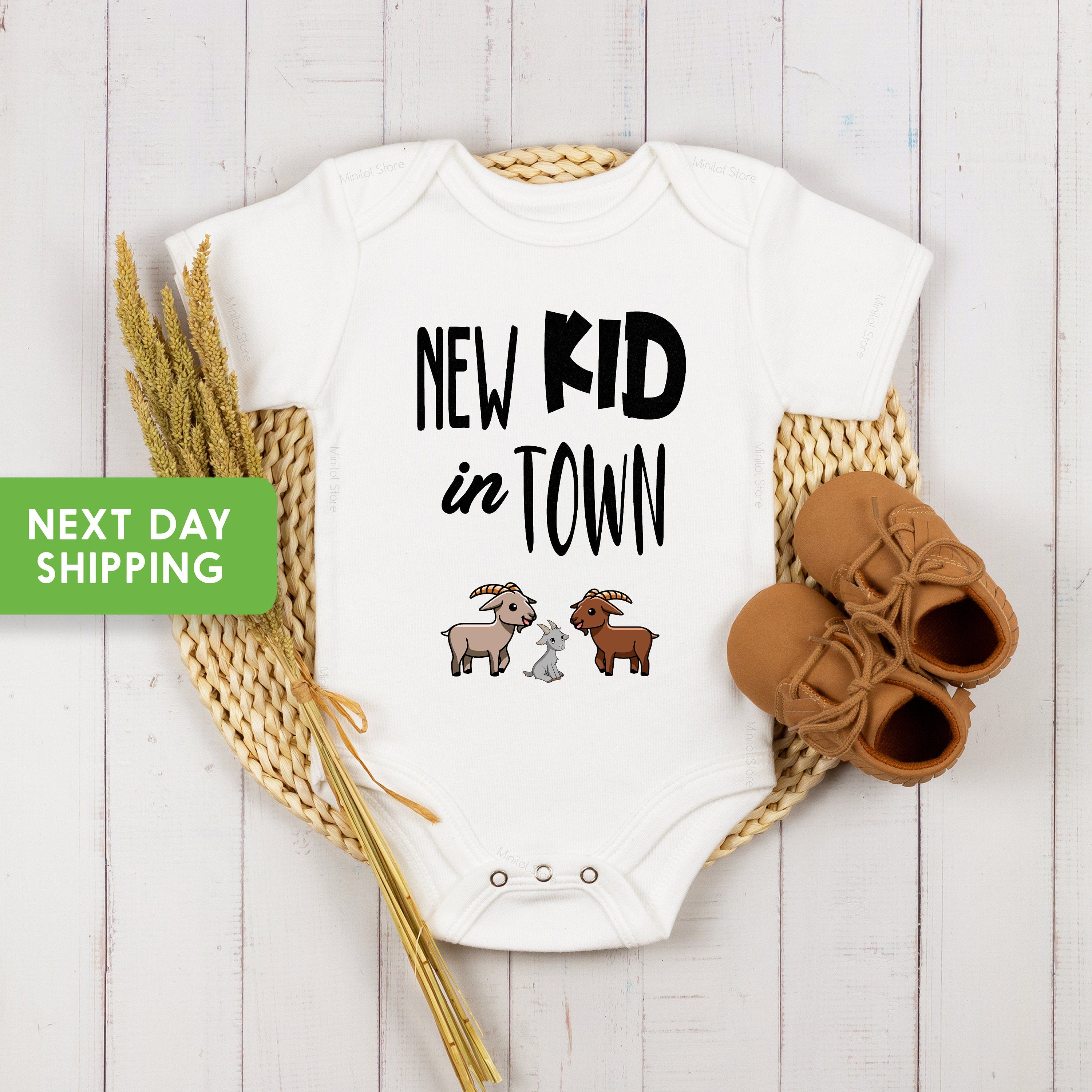 Cute Farmhause Baby Onesie®, Goat Onesie®, Cute Baby Bodysuit, Baby Shower Gift, Baby Announcement Bodysuit