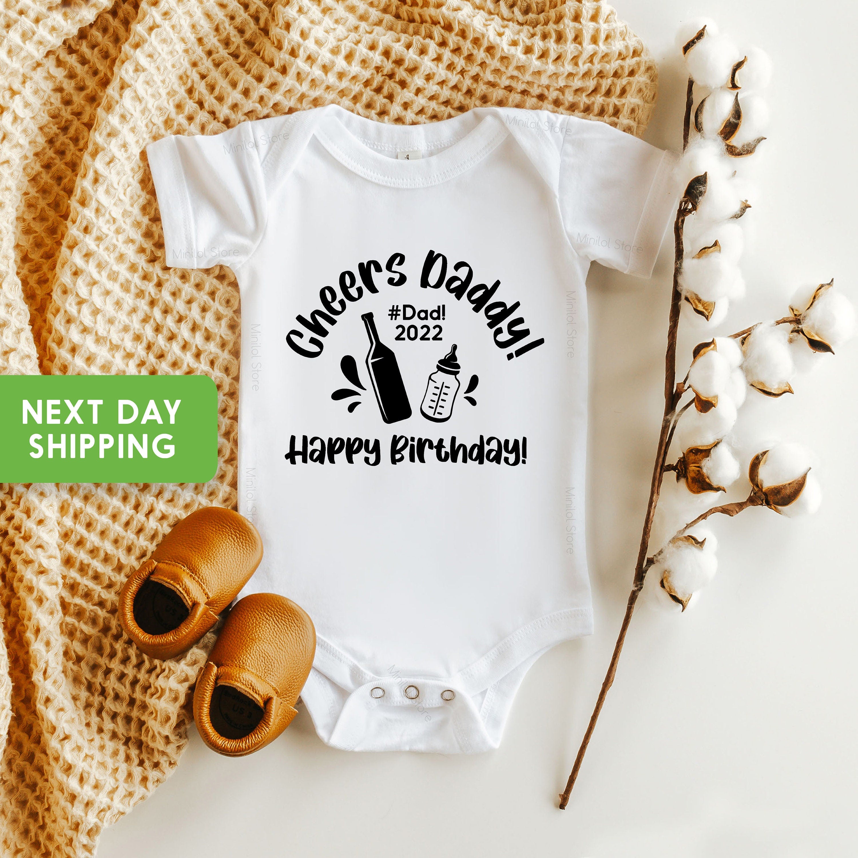 Happy Birthday Dad Onesie®, Uncle Bodysuit, Grandpa Baby Onesie® , Cheers Daddy Bodysuit®, Birthday Baby Onesie®, Gift For Dad