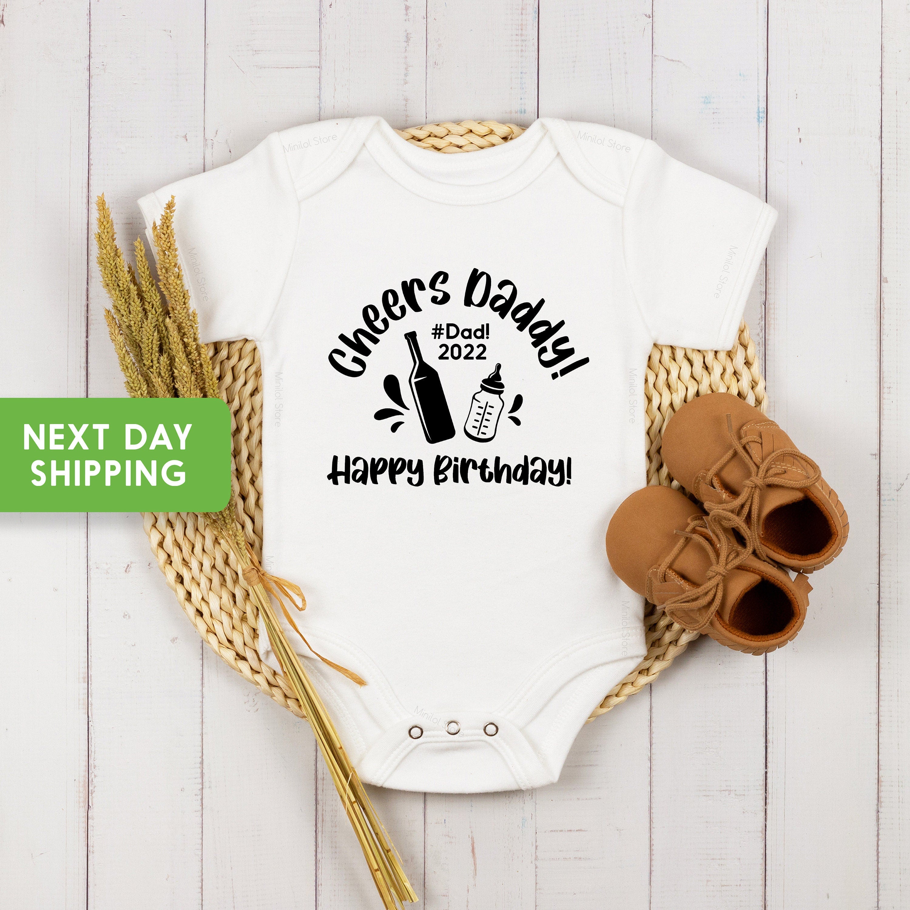 Happy Birthday Dad Onesie®, Uncle Bodysuit, Grandpa Baby Onesie® , Cheers Daddy Bodysuit®, Birthday Baby Onesie®, Gift For Dad