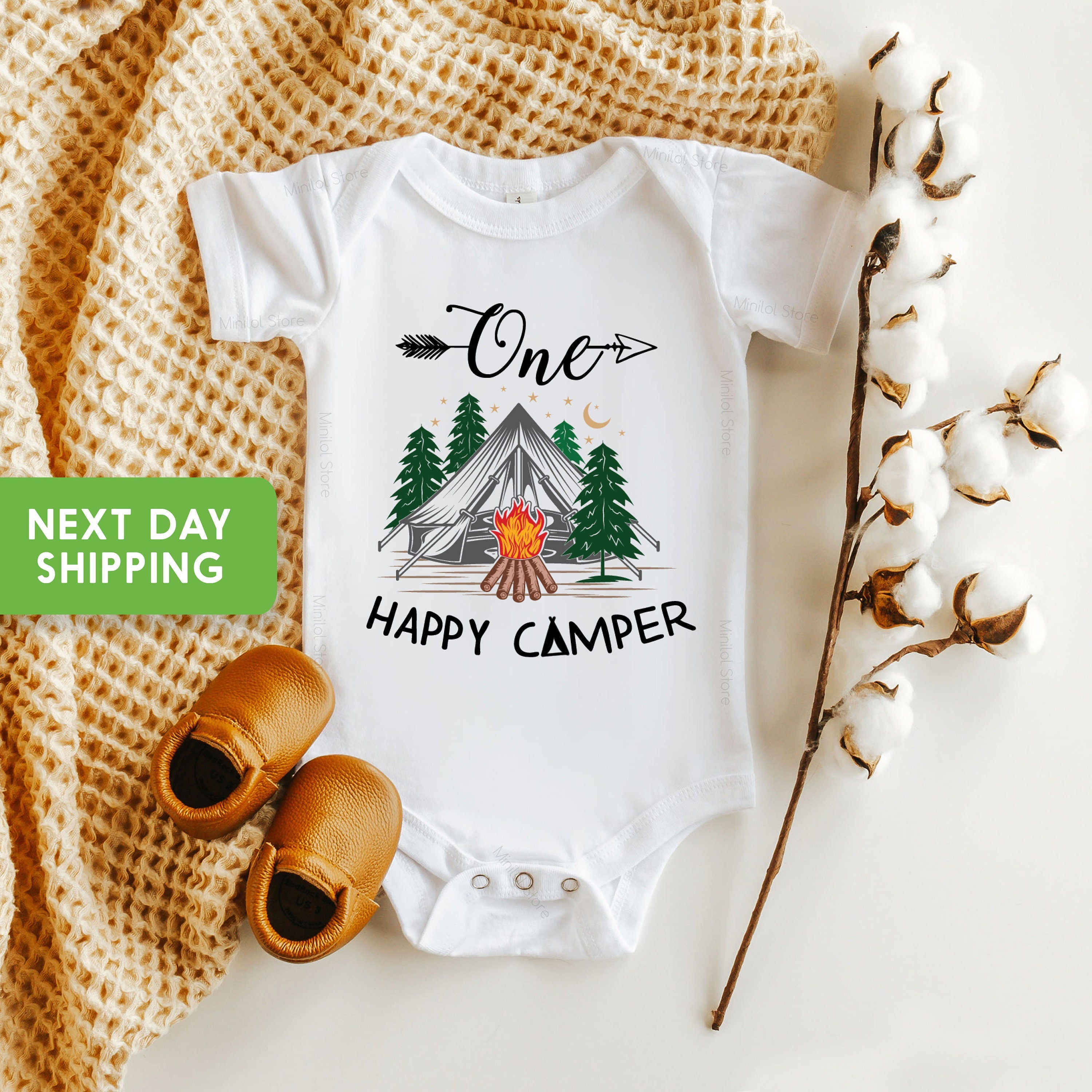 One Happy Camper Onesie® Cute Baby Onesie® Baby Shower Gift Onesie® Hipster Baby Bodysuit, Adventure Onesie®