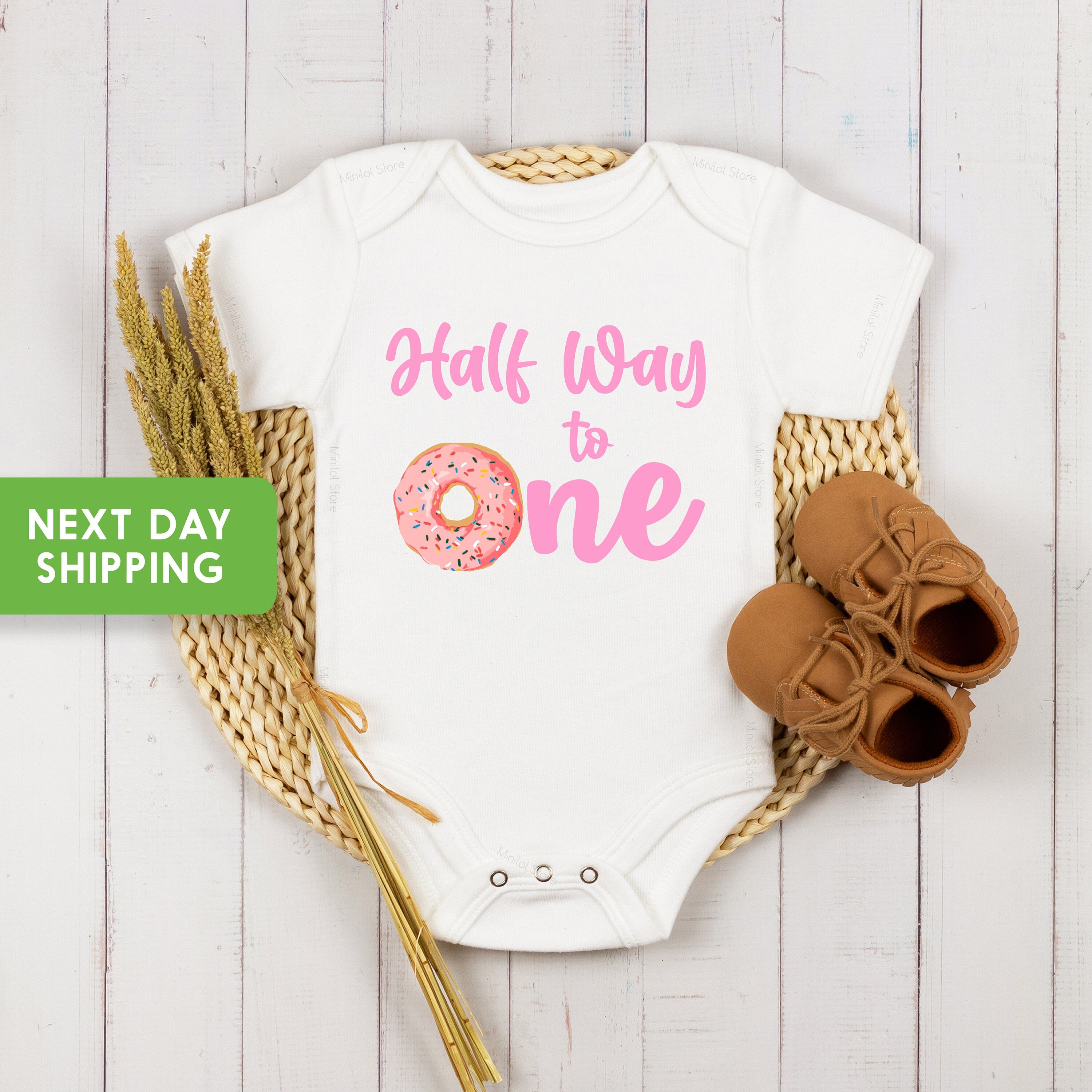 Half Way To One Onesie®, Half Birthday Bodysuit,Donut Birthday Onesie®,Sweet One Bodysuit, Half Birthday Gift