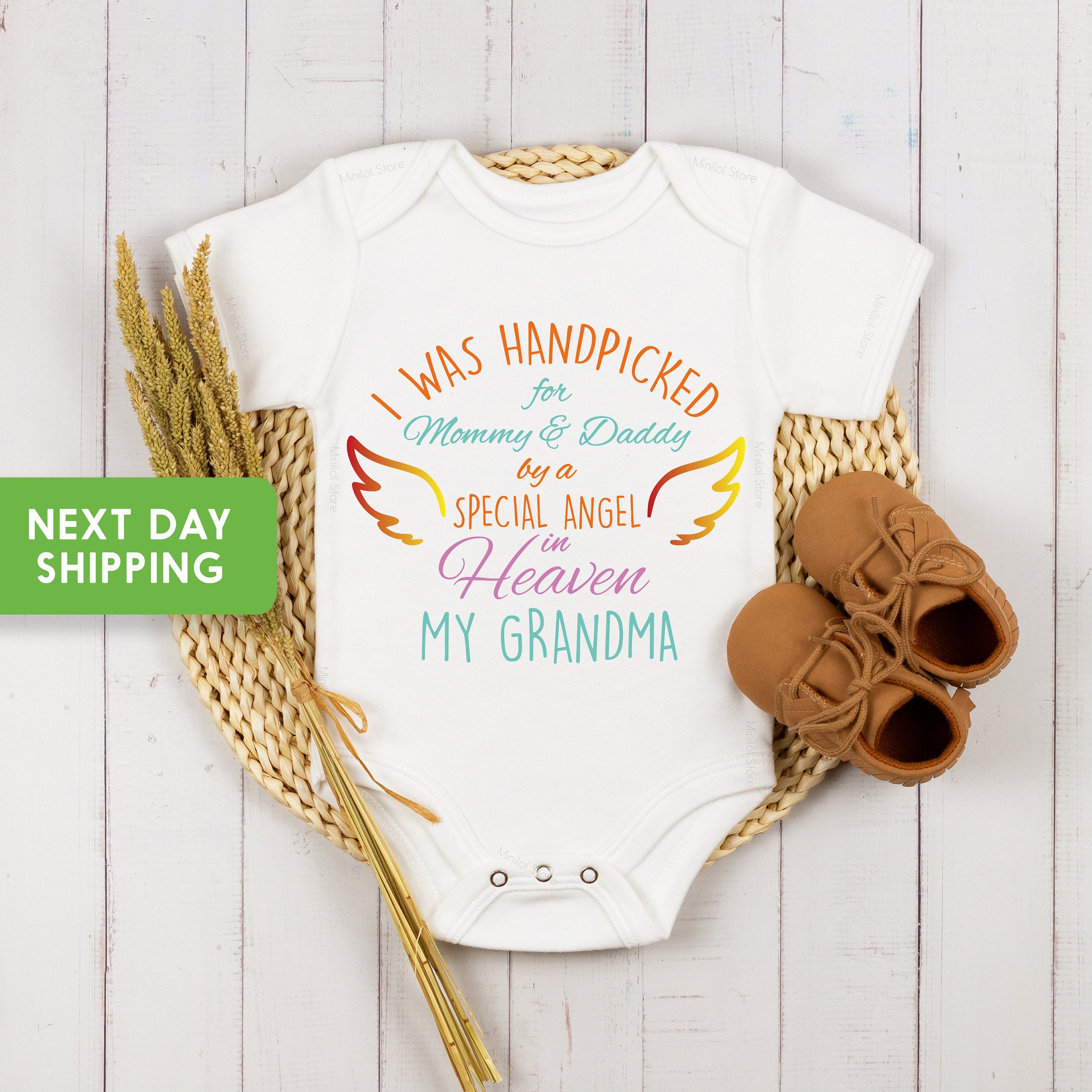 Grandma Angel Onesie®, I Was Handpicked For My Mommy & Daddy By A Special Angel In Heaven, My Grandma Onesie®