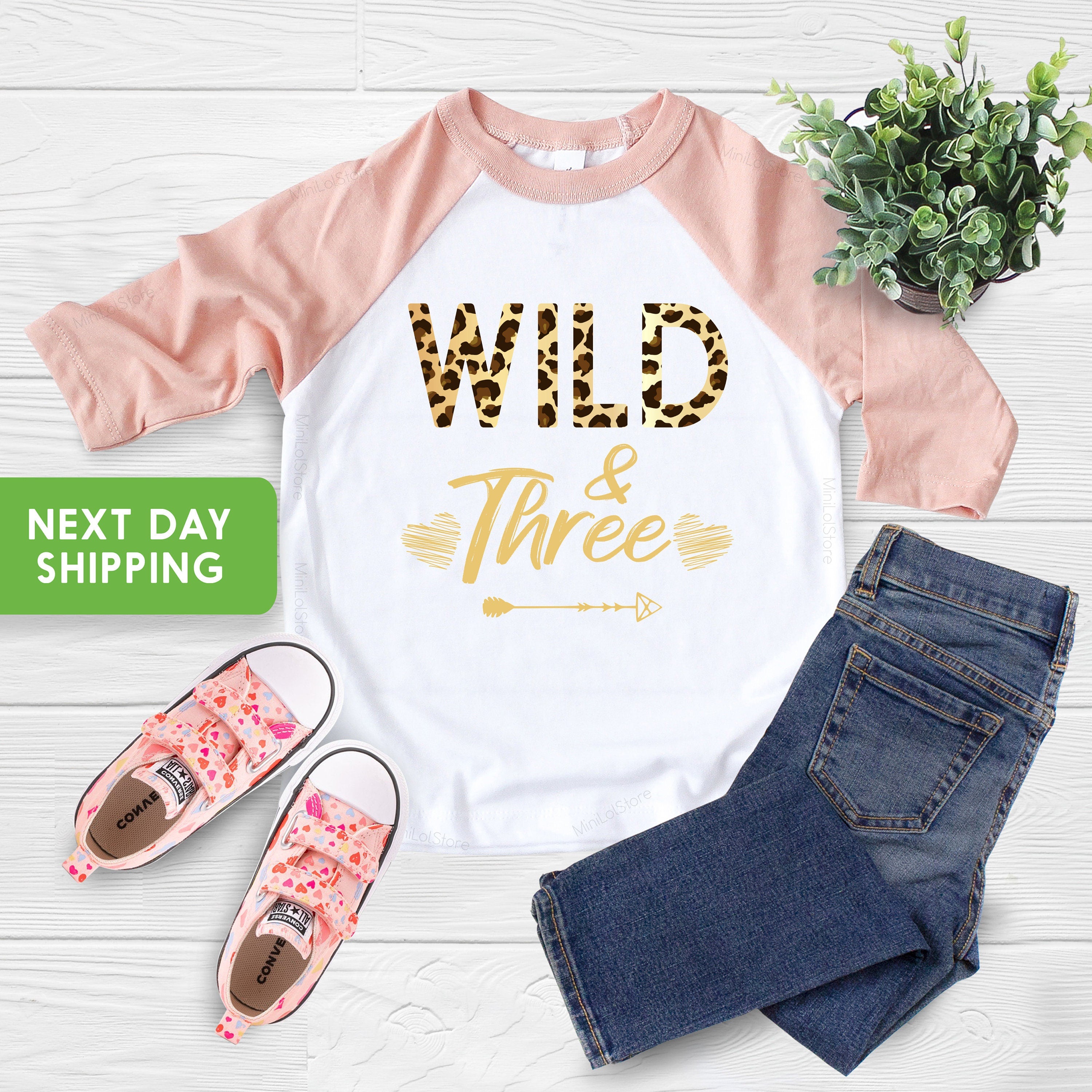 Wild And Three Birthday Shirt, 3rd Birthday Shirt,  Girl Kids Leopard Shirt, Wild And Three Animal Print, Third Birthday Gift