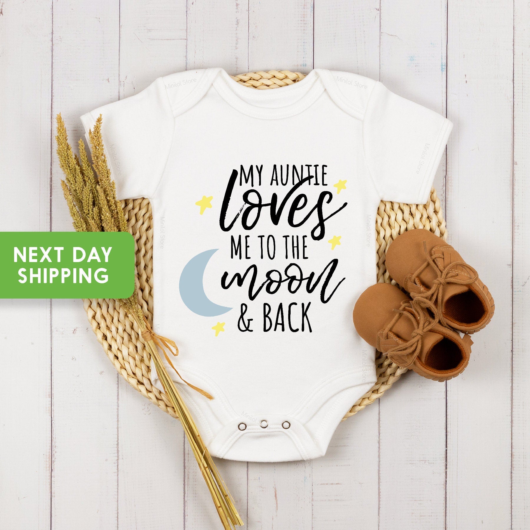 My Auntie Loves Me To The Moon And Back Onesie®,Auntie Loves Kids Shirt, Cute Auntie Baby Bodysuit,Aunties Bestie Toddler Shirt