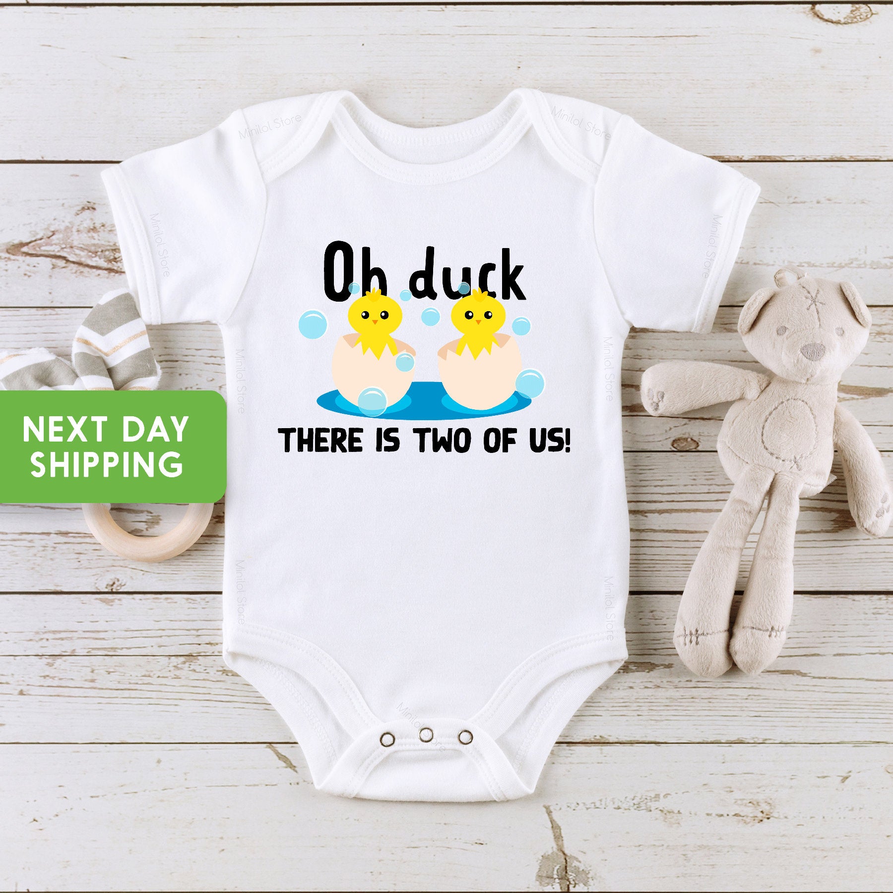 Twin Onesie®, Oh Duck There's Two Of Us Onesie®, Funny Matching Twin Onesie®, Twin Baby Gift