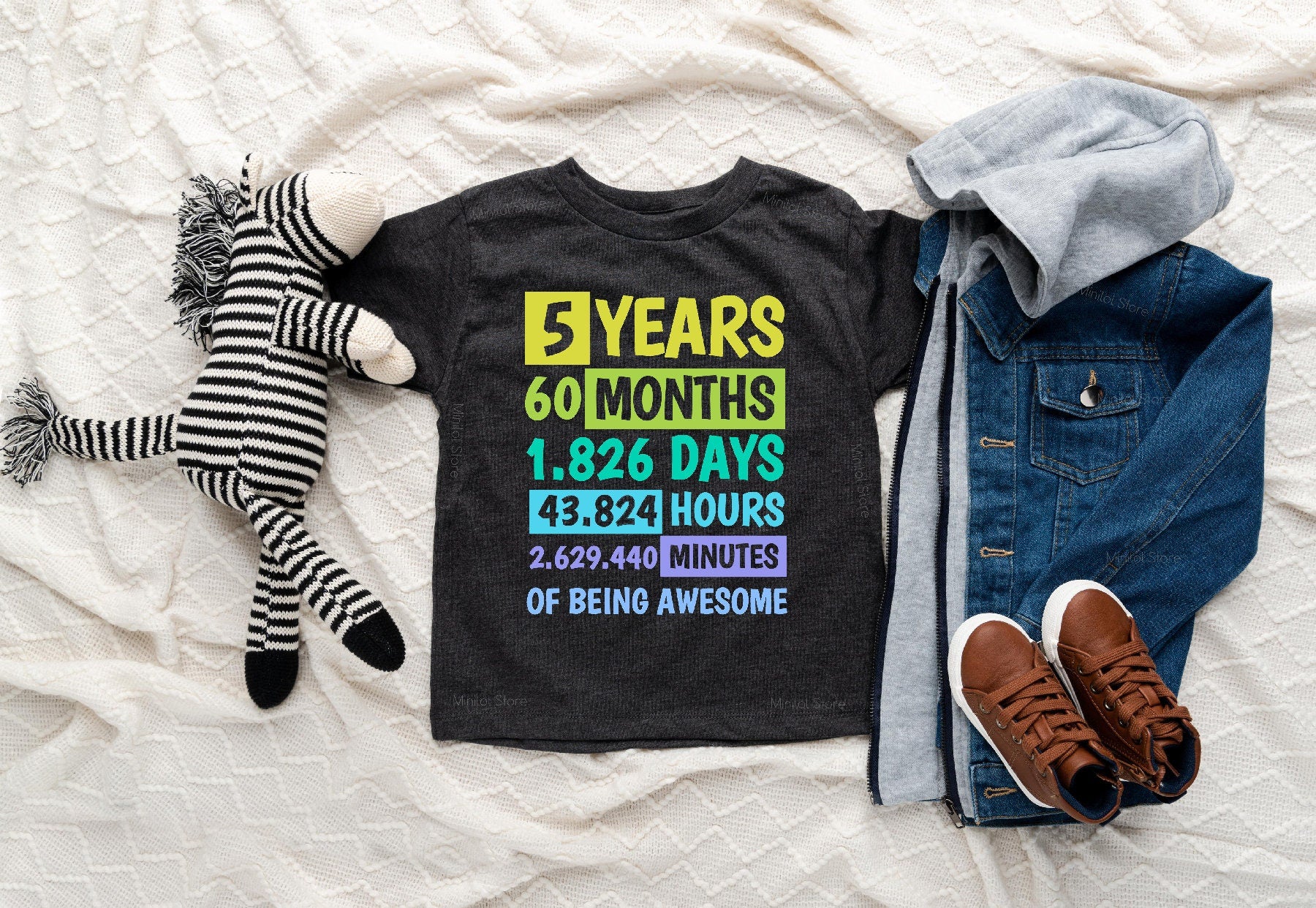 5th Birthday Shirt, Fifth Birthday Gift, 5Years Of Being Awesome, Boys Birthday Shirt 5, For 5 Year Old Boy