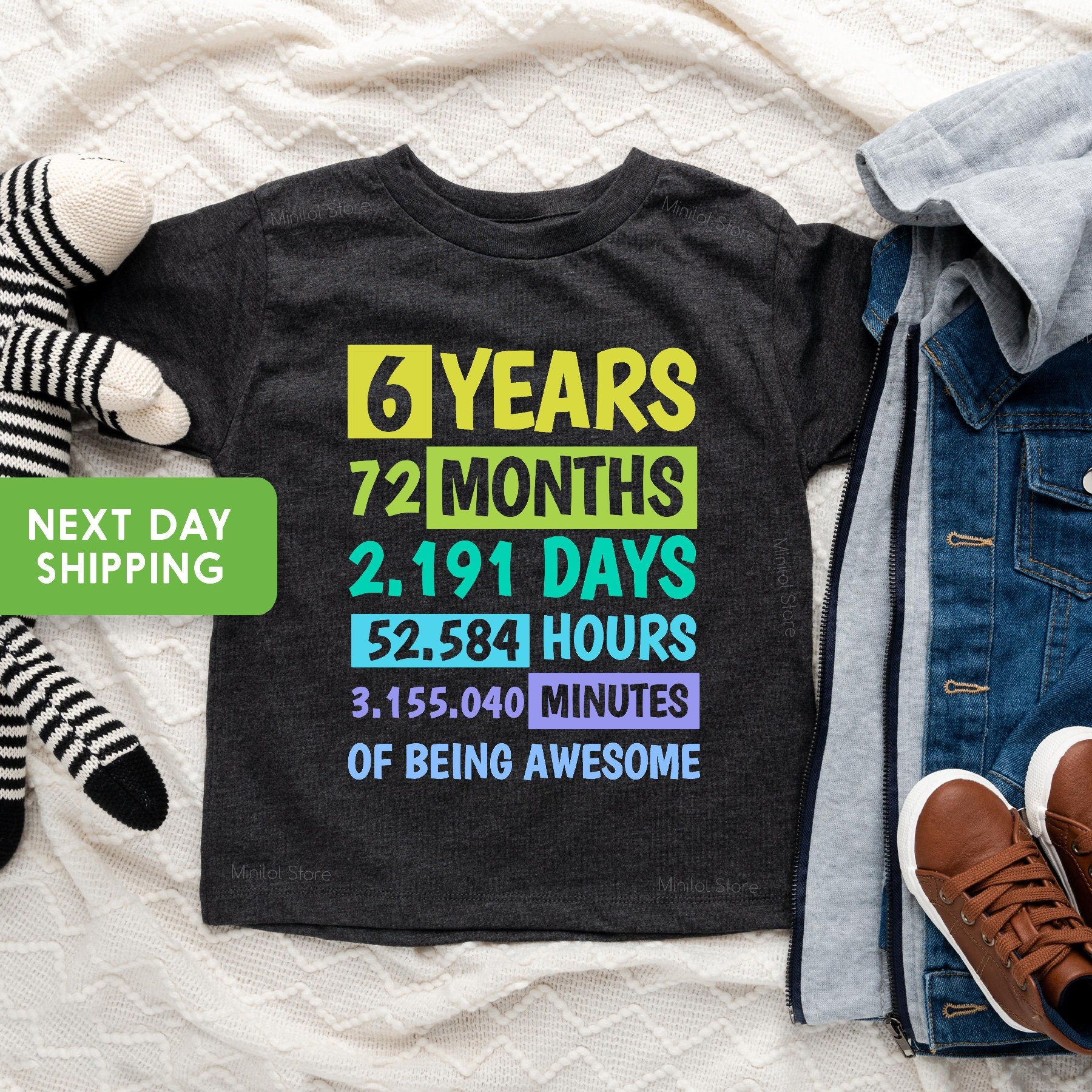 6th Birthday Shirt, Sixth Birthday Gift, 6 Years Of Being Awesome, Boys Birthday Shirt 6, For 6 Year Old Boy