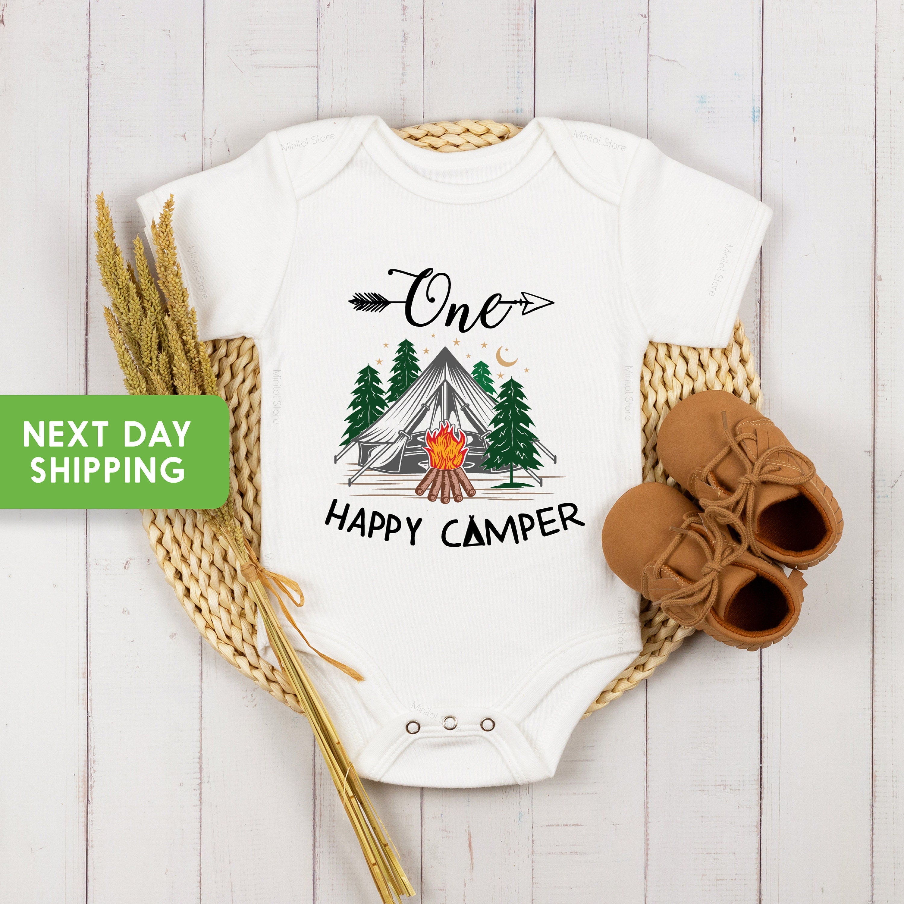 One Happy Camper Onesie® Cute Baby Onesie® Baby Shower Gift Onesie® Hipster Baby Bodysuit, Adventure Onesie®