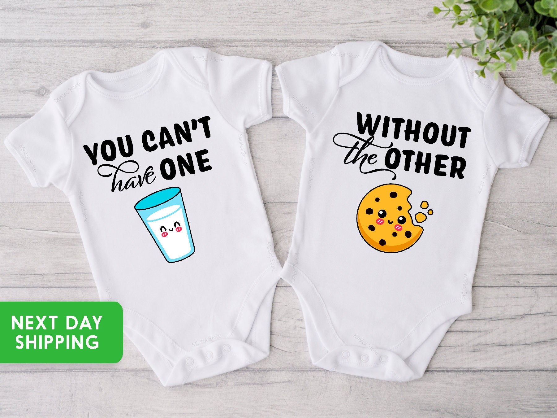 Twin Onesie®, Can't Have One, Without The Other Twin Onesie®, Cute Best Friend Twin Baby Onesie®, Funny Milk And Cookie Twin Bodysuits