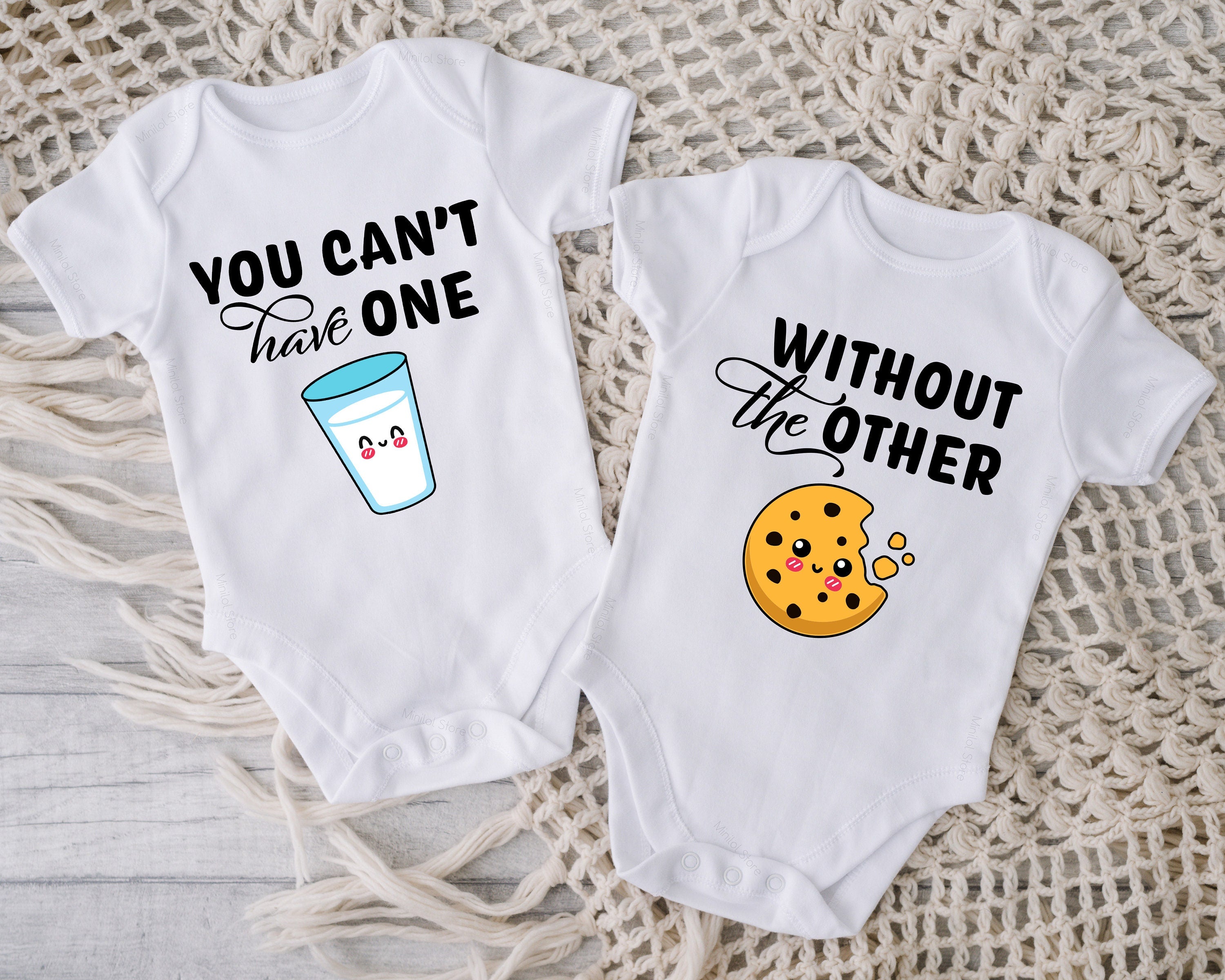 Twin Onesie®, Can't Have One, Without The Other Twin Onesie®, Cute Best Friend Twin Baby Onesie®, Funny Milk And Cookie Twin Bodysuits