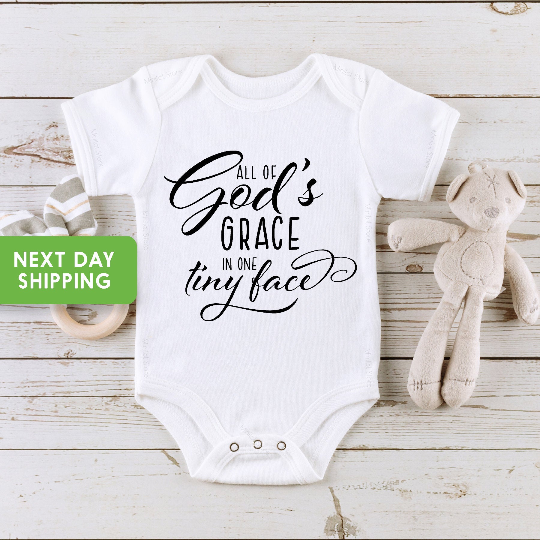 Cute Religious Onesie®, All Of God's Grace In One Tiny Face  Onesie®, Baby Shower Gift