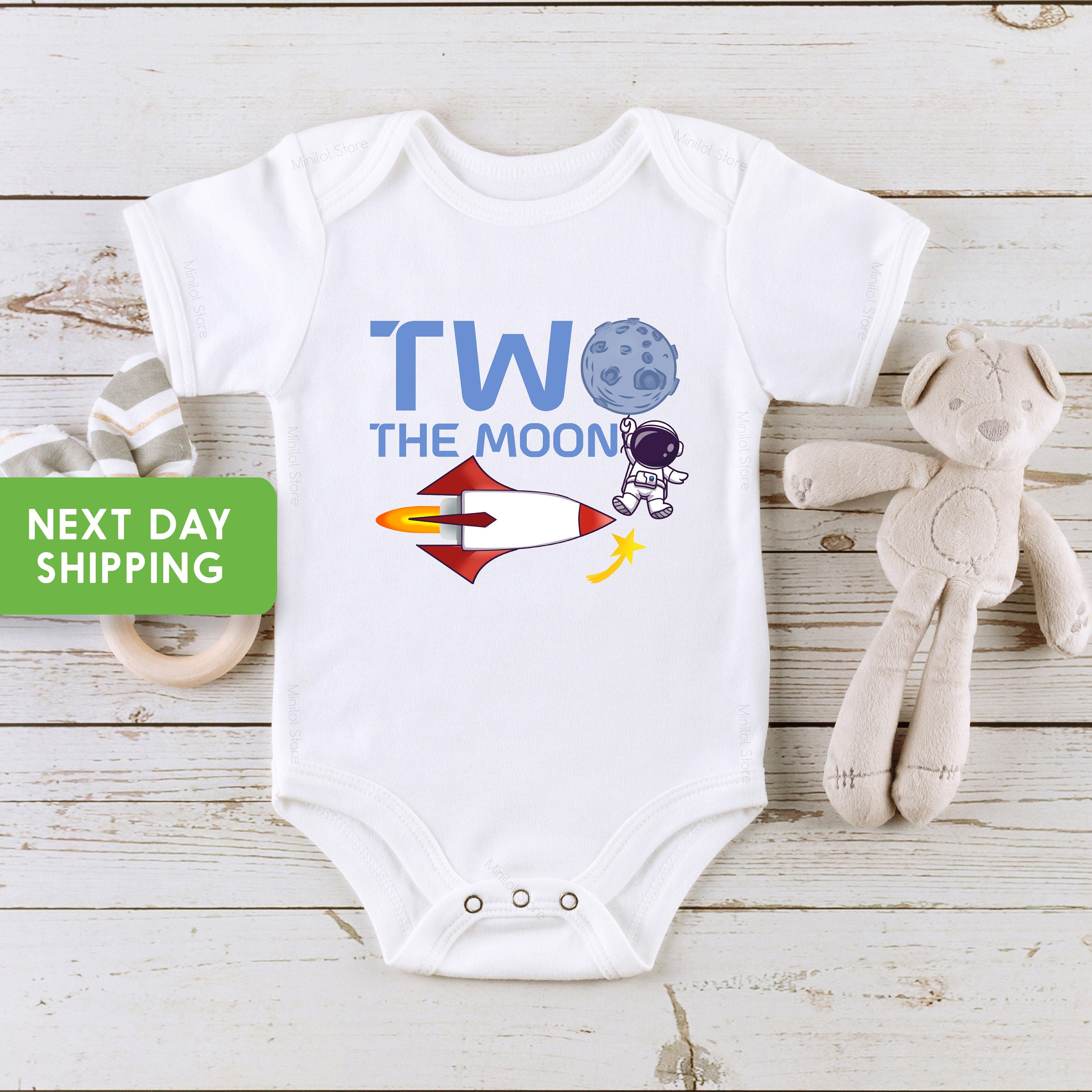 Two The Moon Birthday Onesie®, Boys Space Second Birthday Onesie®, Boys 2nd Birthday Outfit, Boys Space Birthday Party Birthday Onesie®