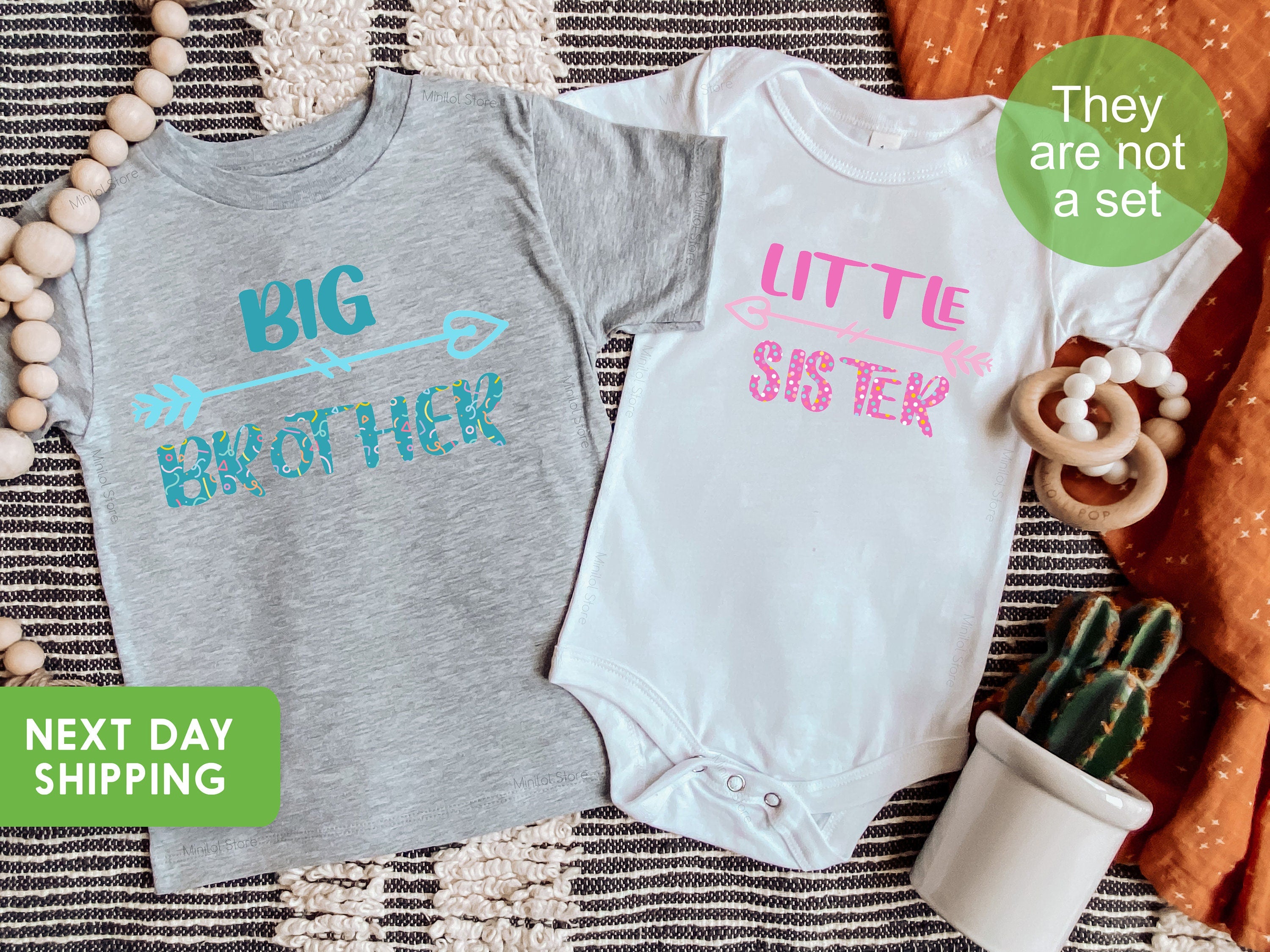 Pregnancy Reveal, Big Brother Little Sister Matching Sibling Set, Baby Shower Gift, Take Home Outfit, Matching Sibling Set