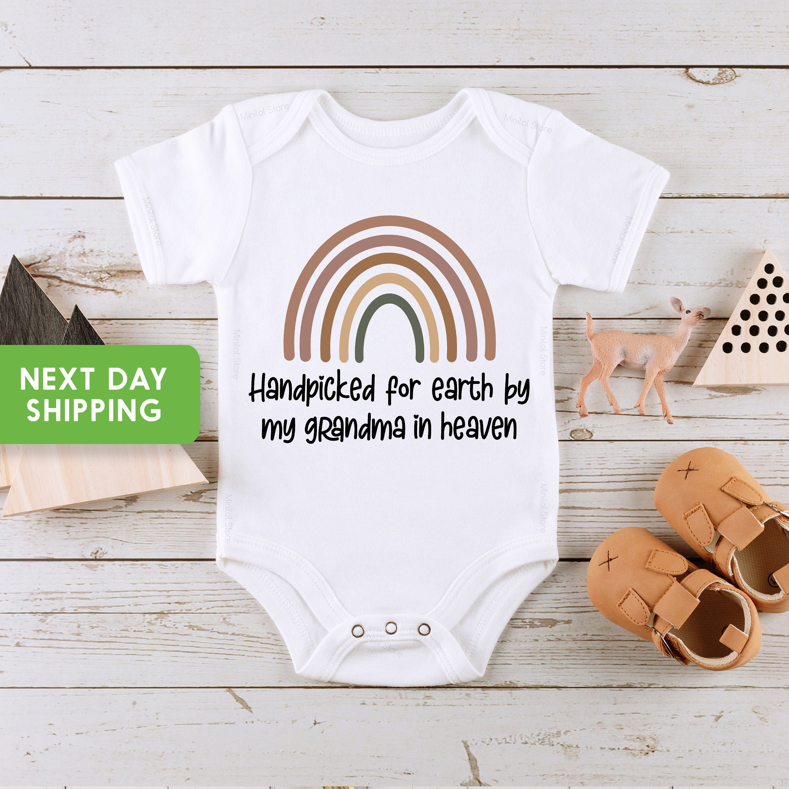 Handpicked For Earth By My Grandma In Heaven Onesie®, Baby Announcement Onesie®, Pregnancy Reveal