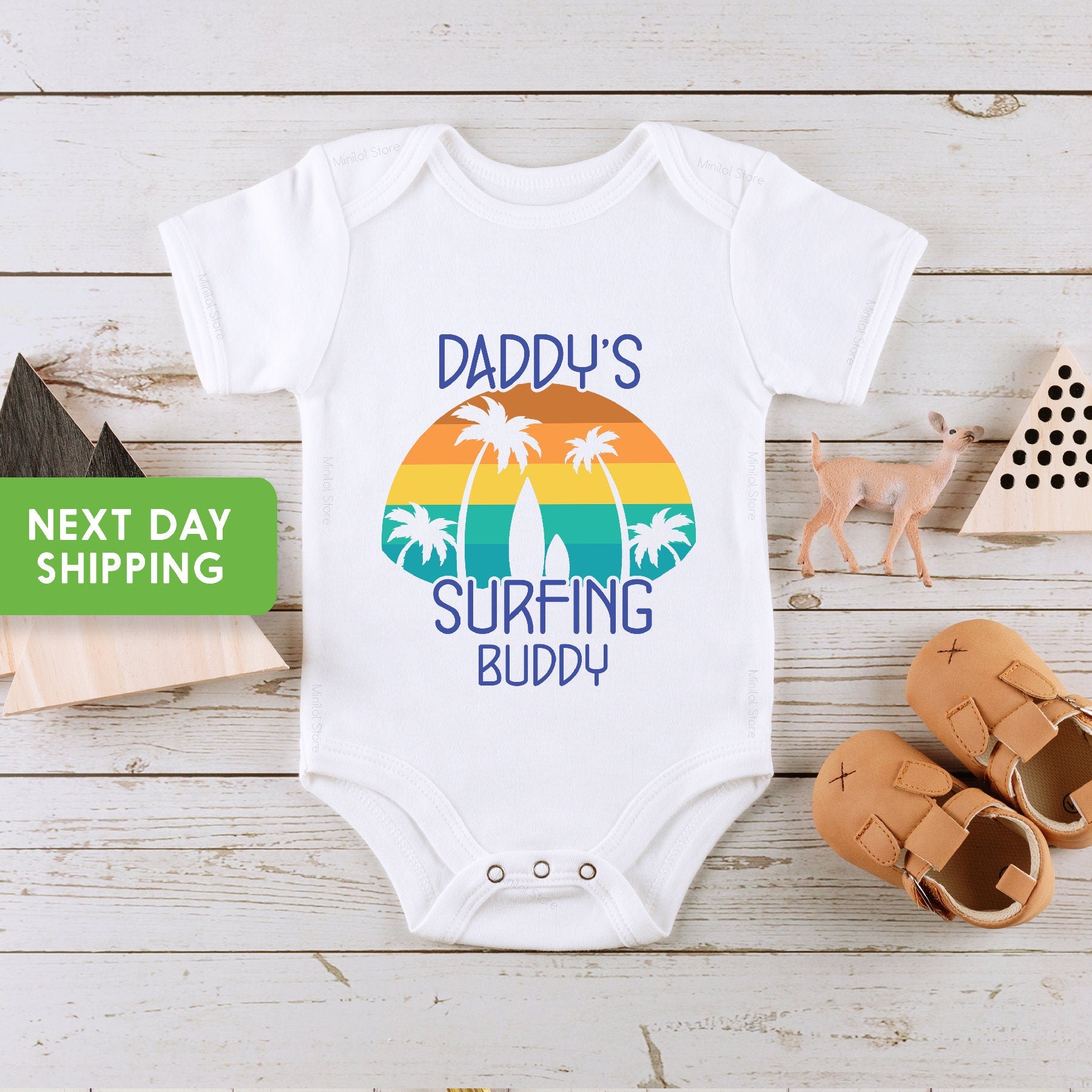 Daddy's Surfing Buddy Baby Onesie®, Surfing Bodysuit, Cute Future Surfer Baby Onesie®