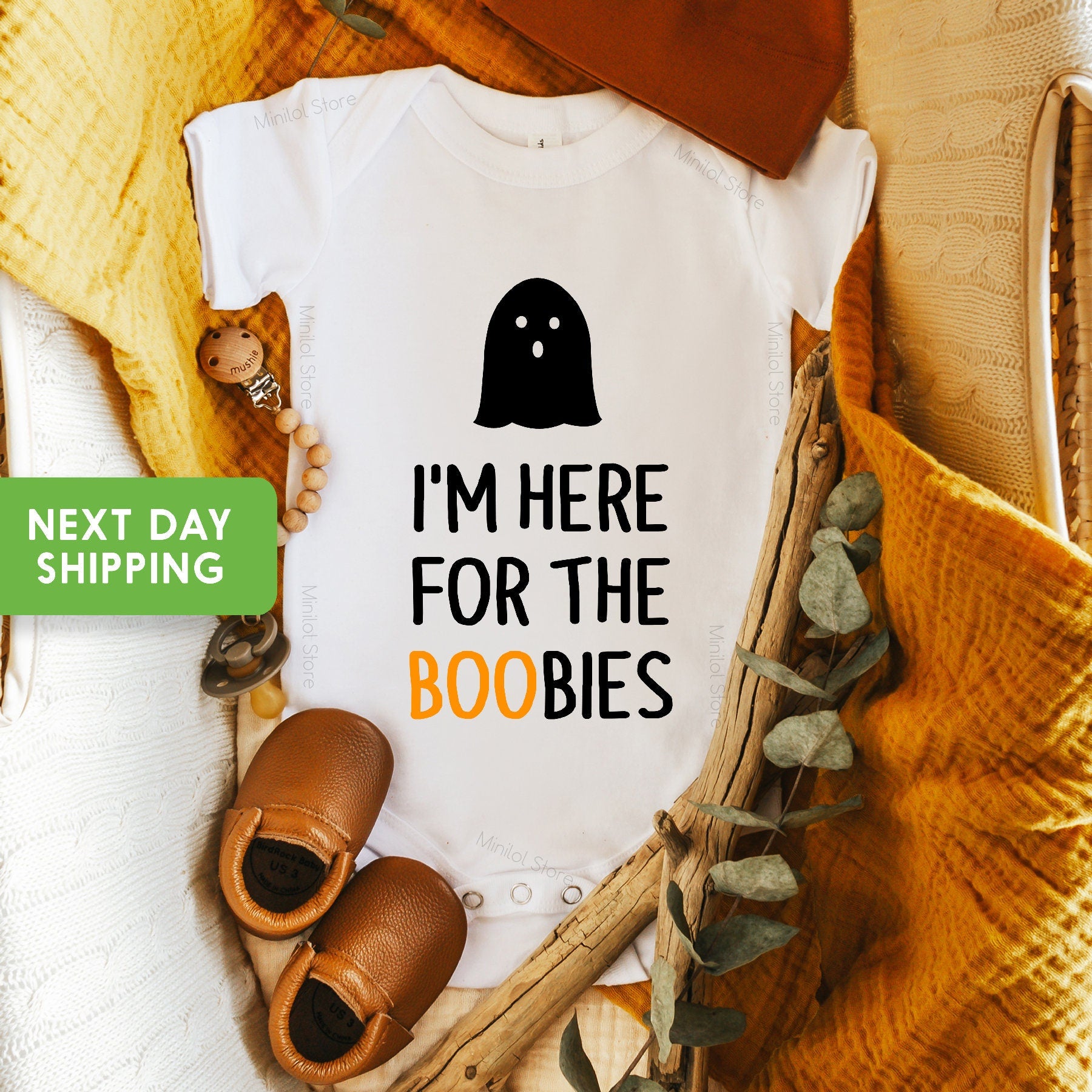 Here for the Boo-bies Baby Onesie®, Funny Halloween Bodysuit, Halloween Kids Shirt, Fall Kids Toddler Baby Clothes