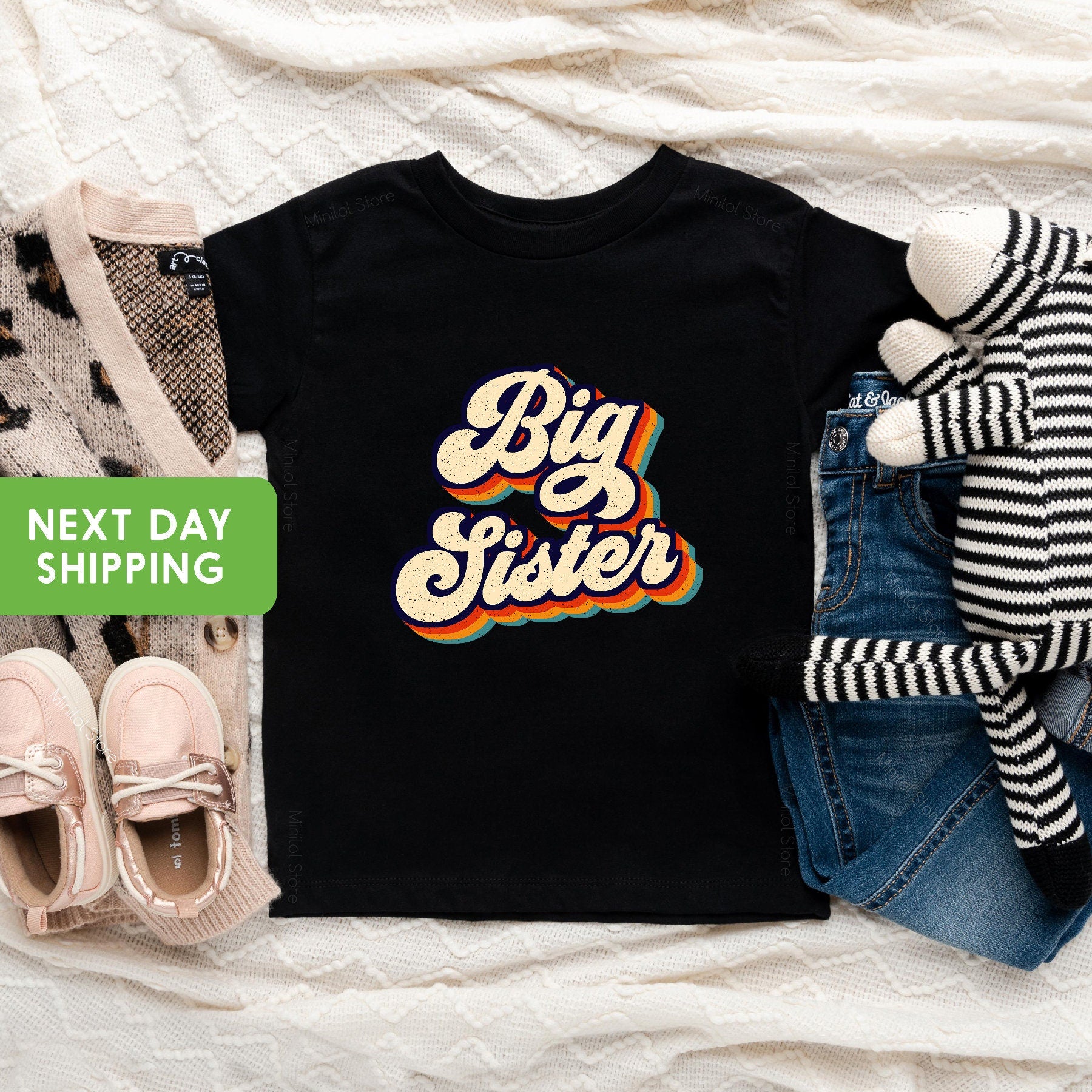 Vintage Big Sister Shirt, Retro Big Sister Kids Tee, Big Sister Toddler Shirt, Vintage Big Sister Gift