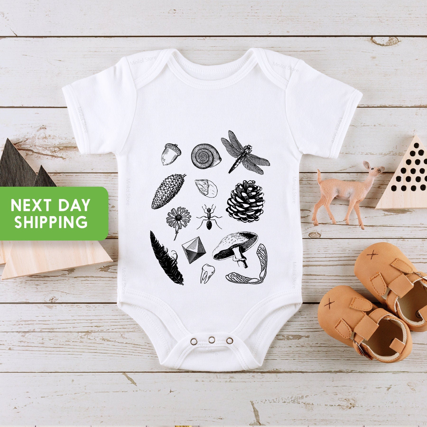 Nature Baby Onesie®,  Cute Hiking Onesie®, Mushroom Baby Onesie®, Acorns Onesie®, Pinecone Onesie®, Nature Baby Gift