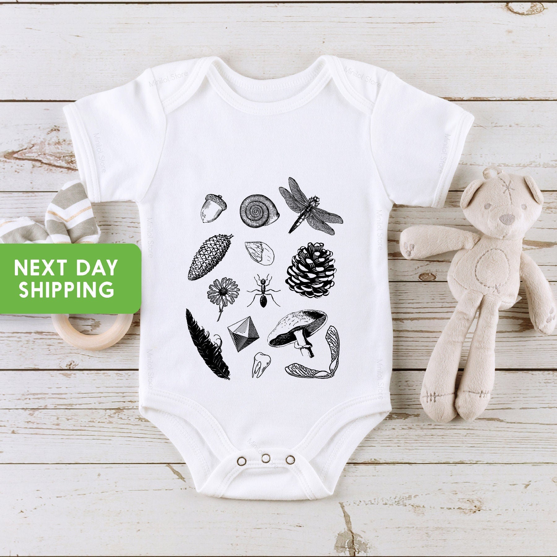 Nature Baby Onesie®,  Cute Hiking Onesie®, Mushroom Baby Onesie®, Acorns Onesie®, Pinecone Onesie®, Nature Baby Gift