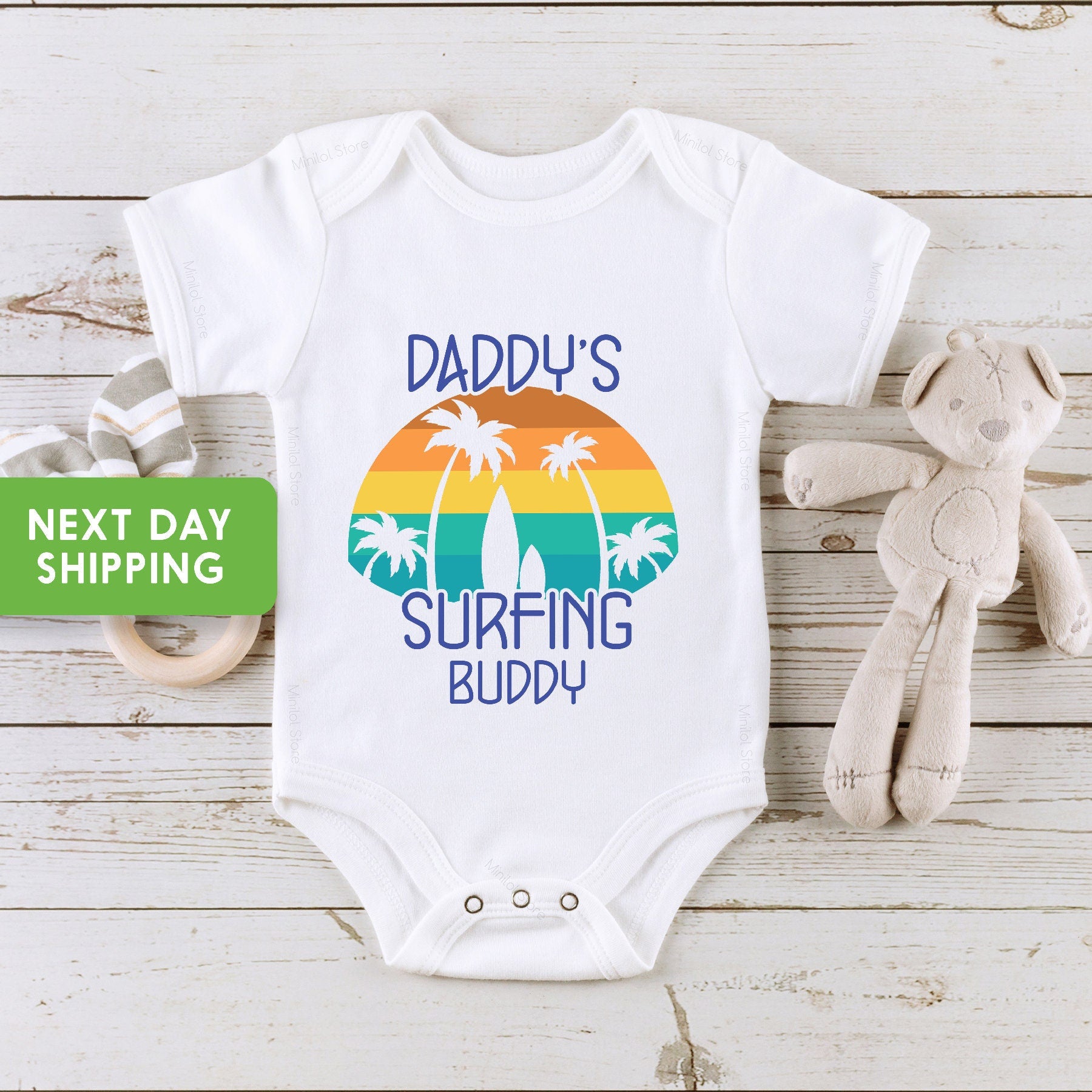 Daddy's Surfing Buddy Baby Onesie®, Surfing Bodysuit, Cute Future Surfer Baby Onesie®