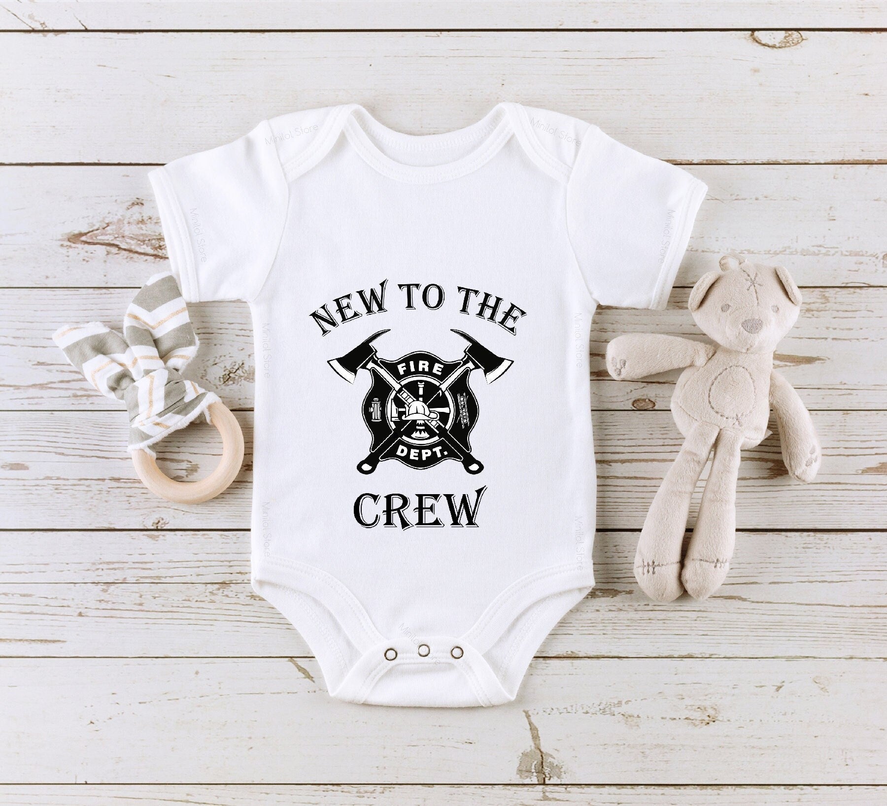 Cute New to the Crew Bodysuit, Firefighter Baby Onesie®, Fireman Baby Onesie®