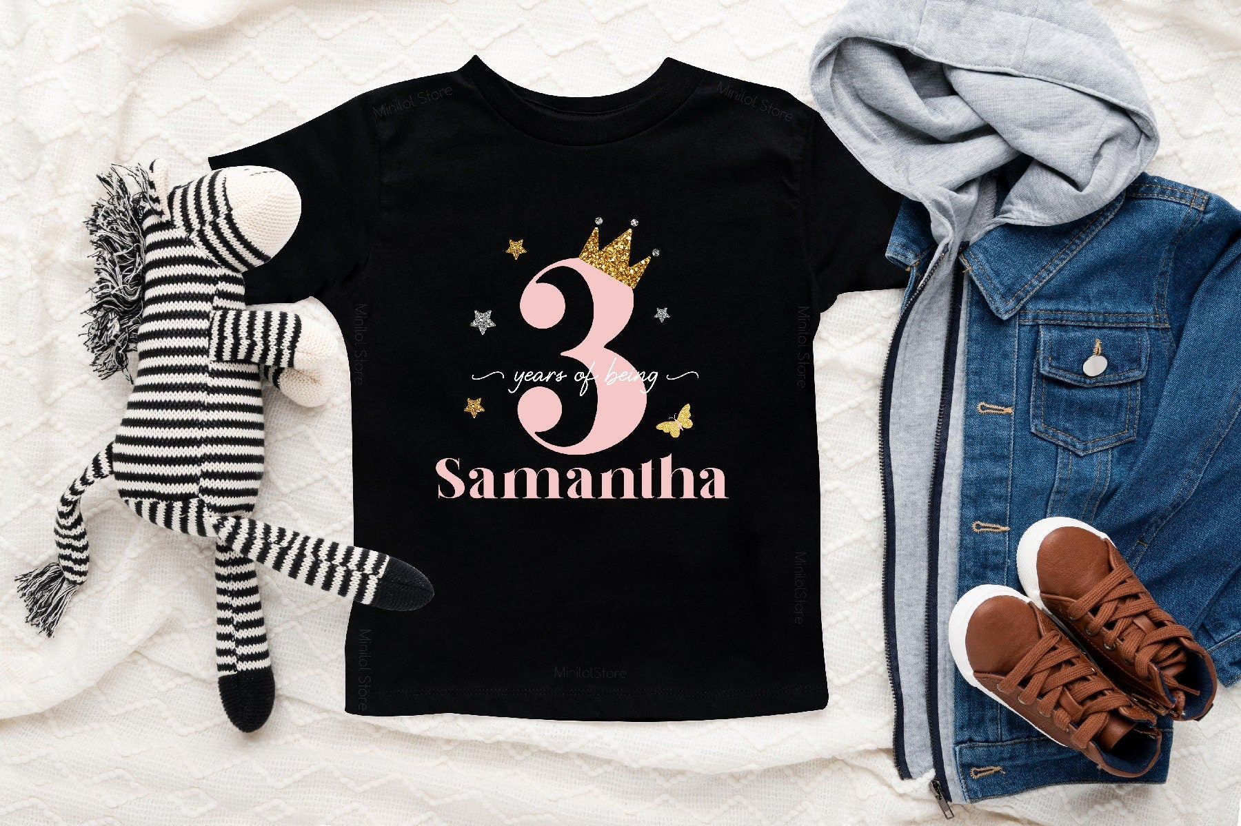 Personalized 3rd Birthday Shirt, Custom 3rd Birthday Shirt, Kids Girl Name Shirt, Three Years Old Birthday Gift