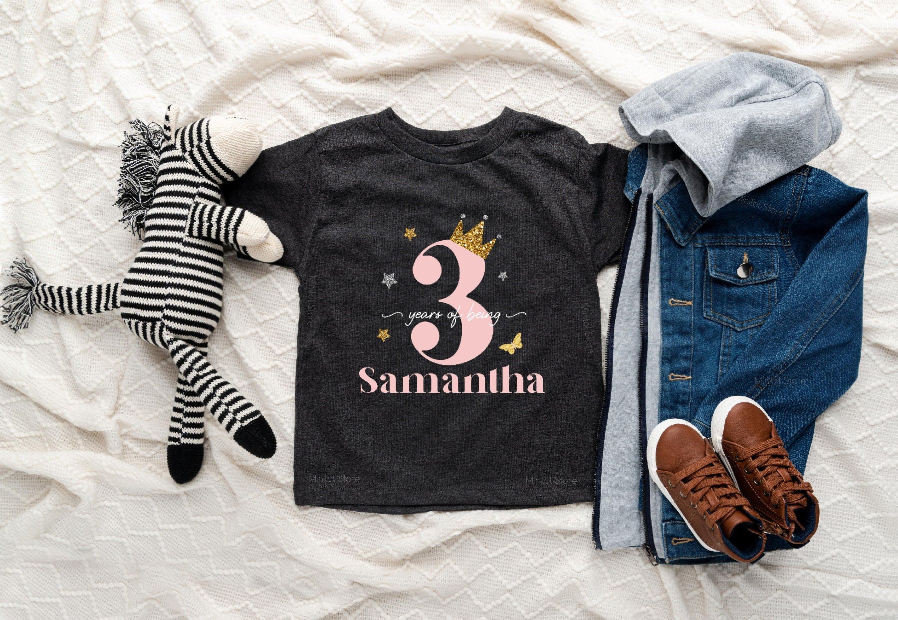 Personalized 3rd Birthday Shirt, Custom 3rd Birthday Shirt, Kids Girl Name Shirt, Three Years Old Birthday Gift