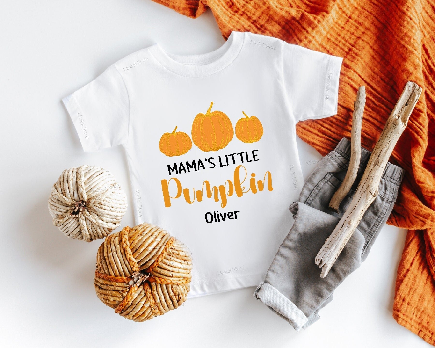 Personalized Thanksgiving Toddler Shirt, Mama's Little Pumpkin Kids Shirt, Autumn Toddler Tee, Halloween Kids Shirt, Custom Fall Shirt