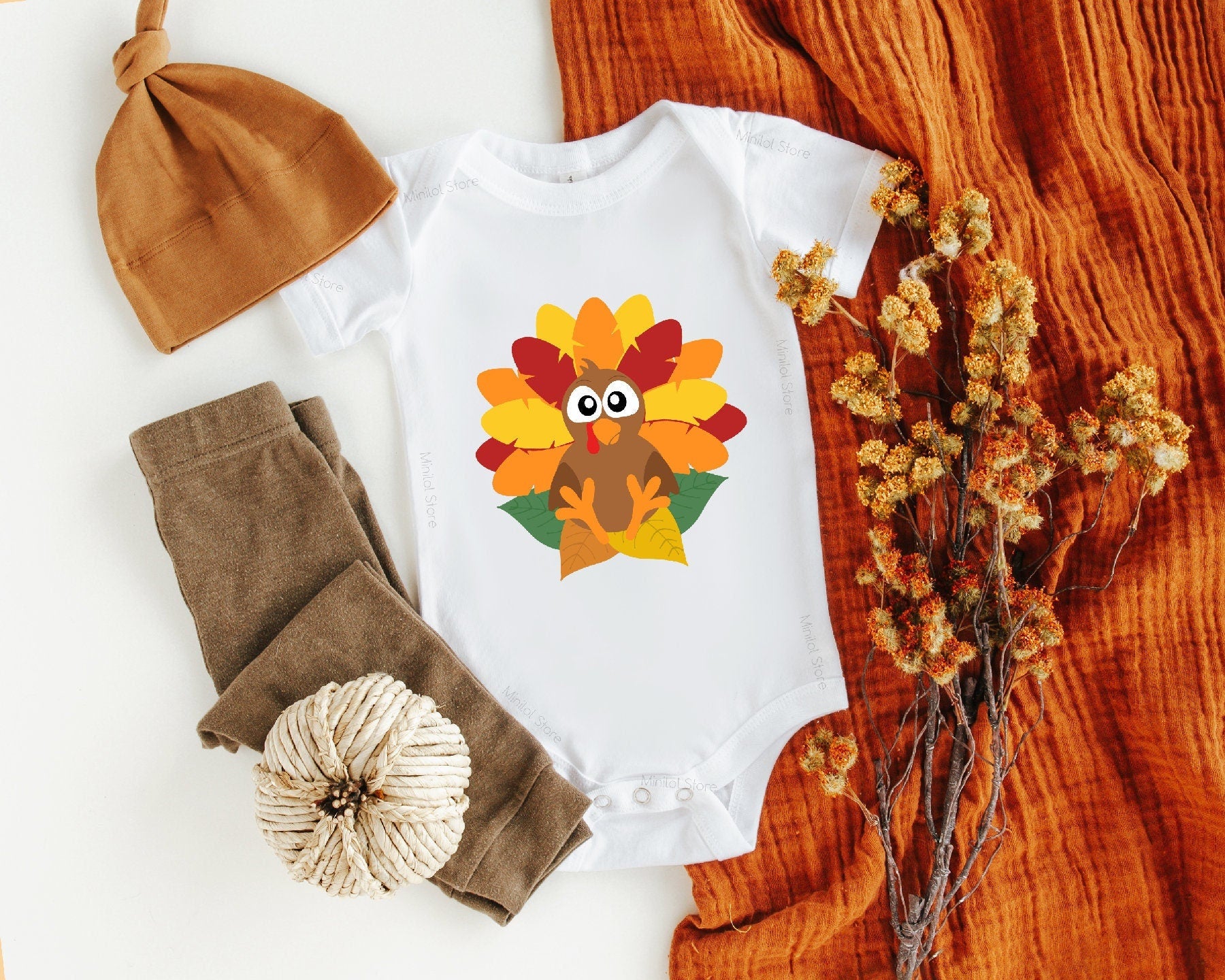 Boy Turkey Thanksgiving Onesie®, Little Turkey Outfit, Cute Fall Baby Bodysuit, Thanksgiving Baby Gift