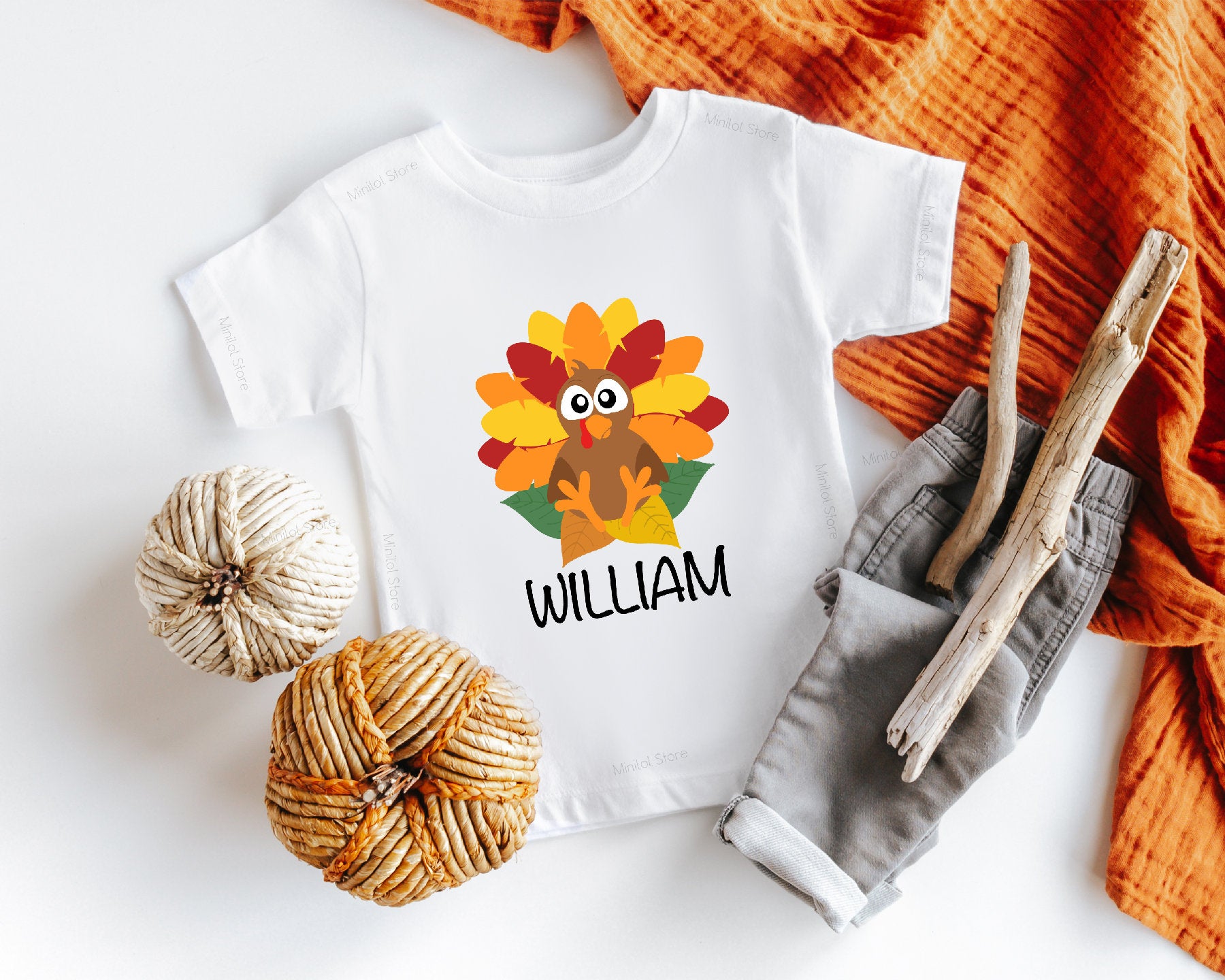 Personalized Turkey Onesie®, Boy Turkey Thanksgiving Outfit, Cute Fall Bodysuit, Custom Baby Onesie®