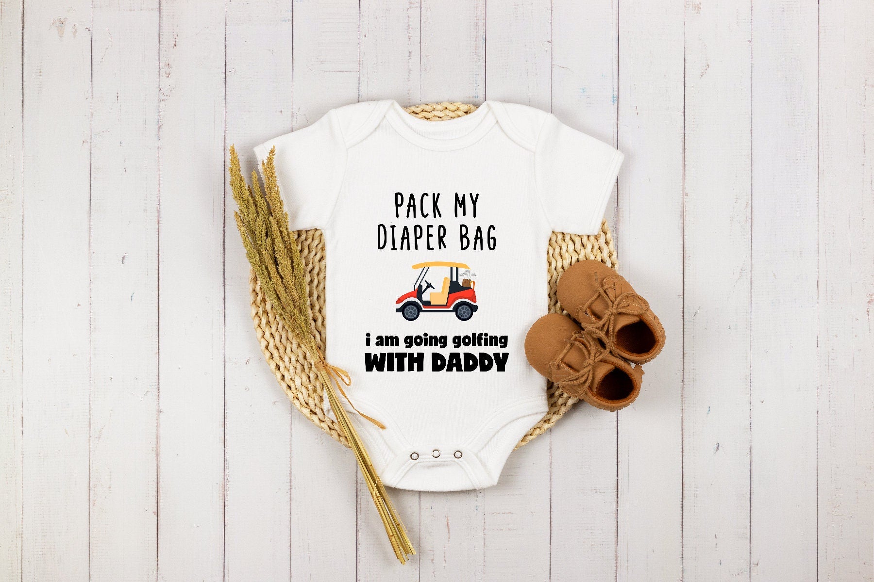 Funny Baby Onesie®, Pack My Diaper Bag Onesie®, Daddy Loves Me More Than Links Onesie®,Baby Golfer's Bodysuit, Caddy Onesie®, Gift For Dad