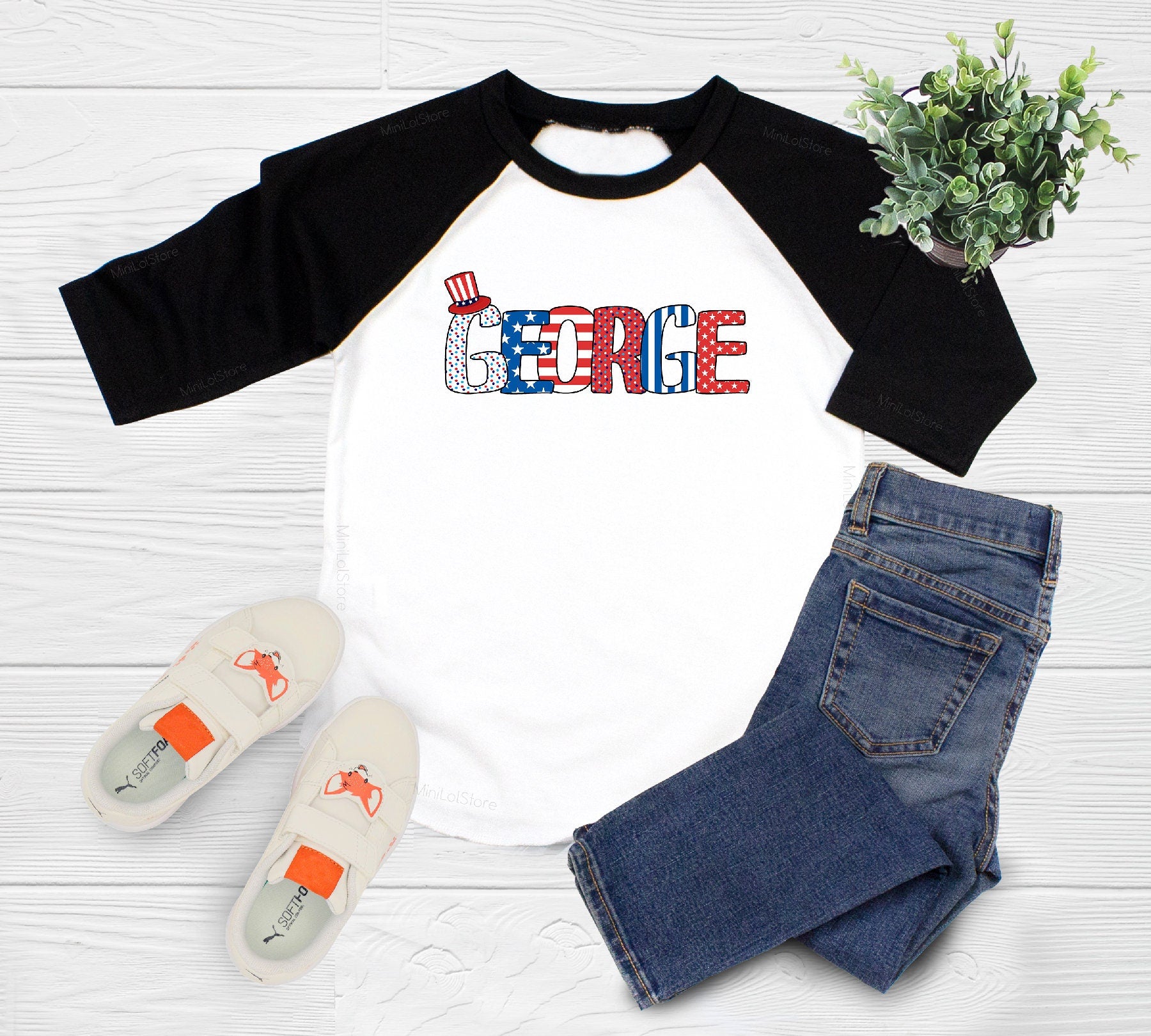 Personalized Custom Name Toddler Shirt, Cute Patriotic Name Toddler Shirt, Personalized Fourth Of July Kids Shirt