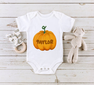 Close-up of the Personalized Pumpkin fall apparel design