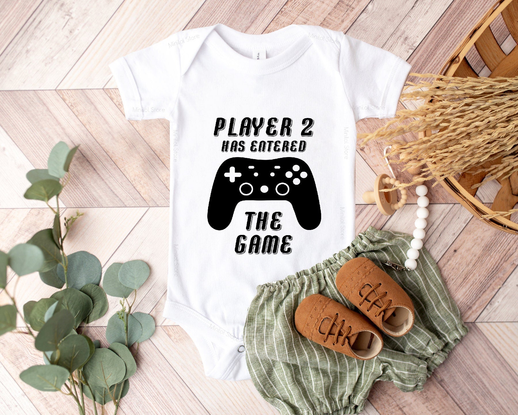 Pregnancy Announcement Onesie®, Little Brother Onesie®, Player 2 Little Brother  Bodysuit, Baby Announcement Gif