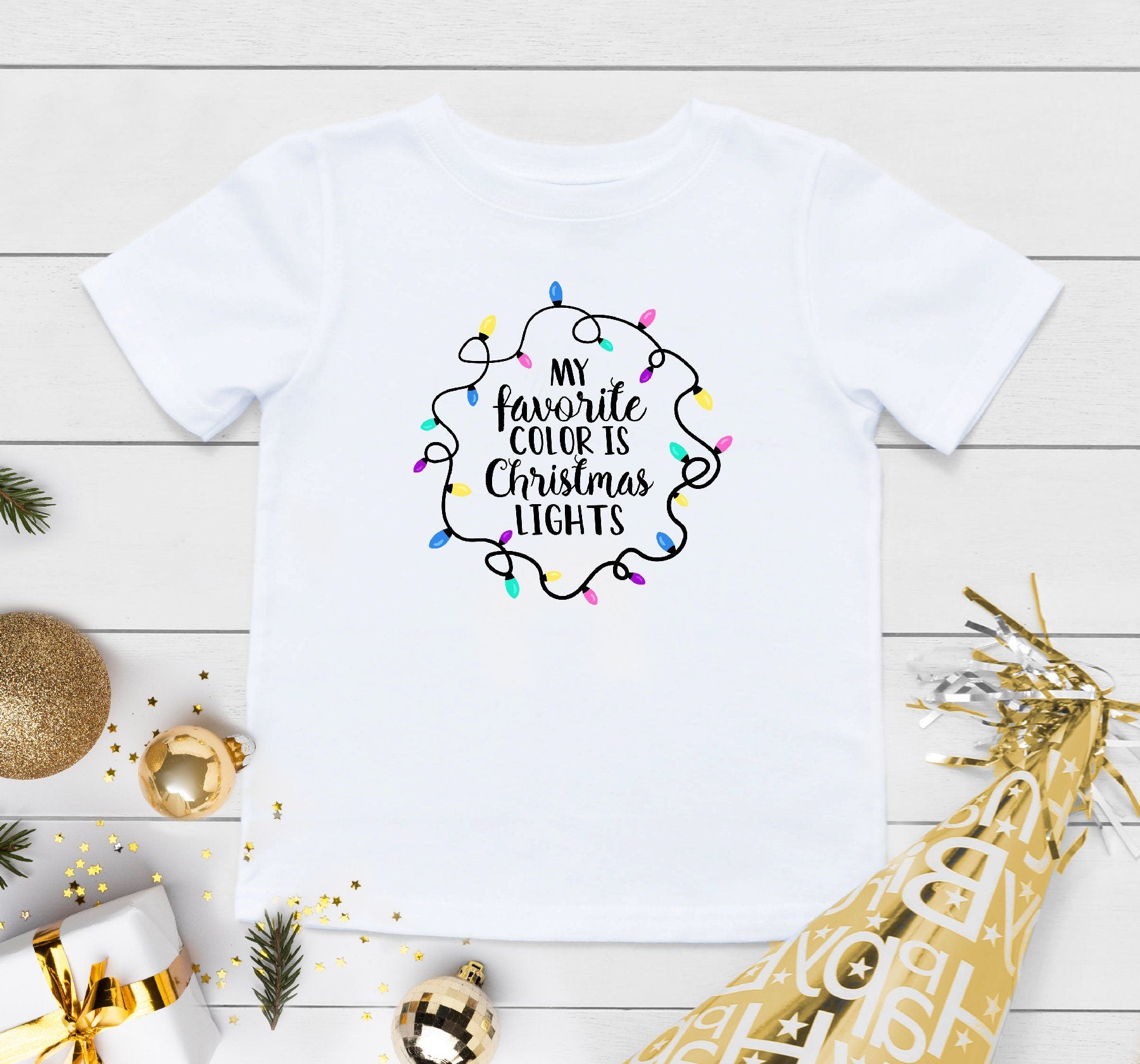 Christmas Kids Shirts, My Favorite Color is Christmas Lights Shirt, Cute Christmas Lights, Christmas Baby Onesie®, Christmas Family Shirts