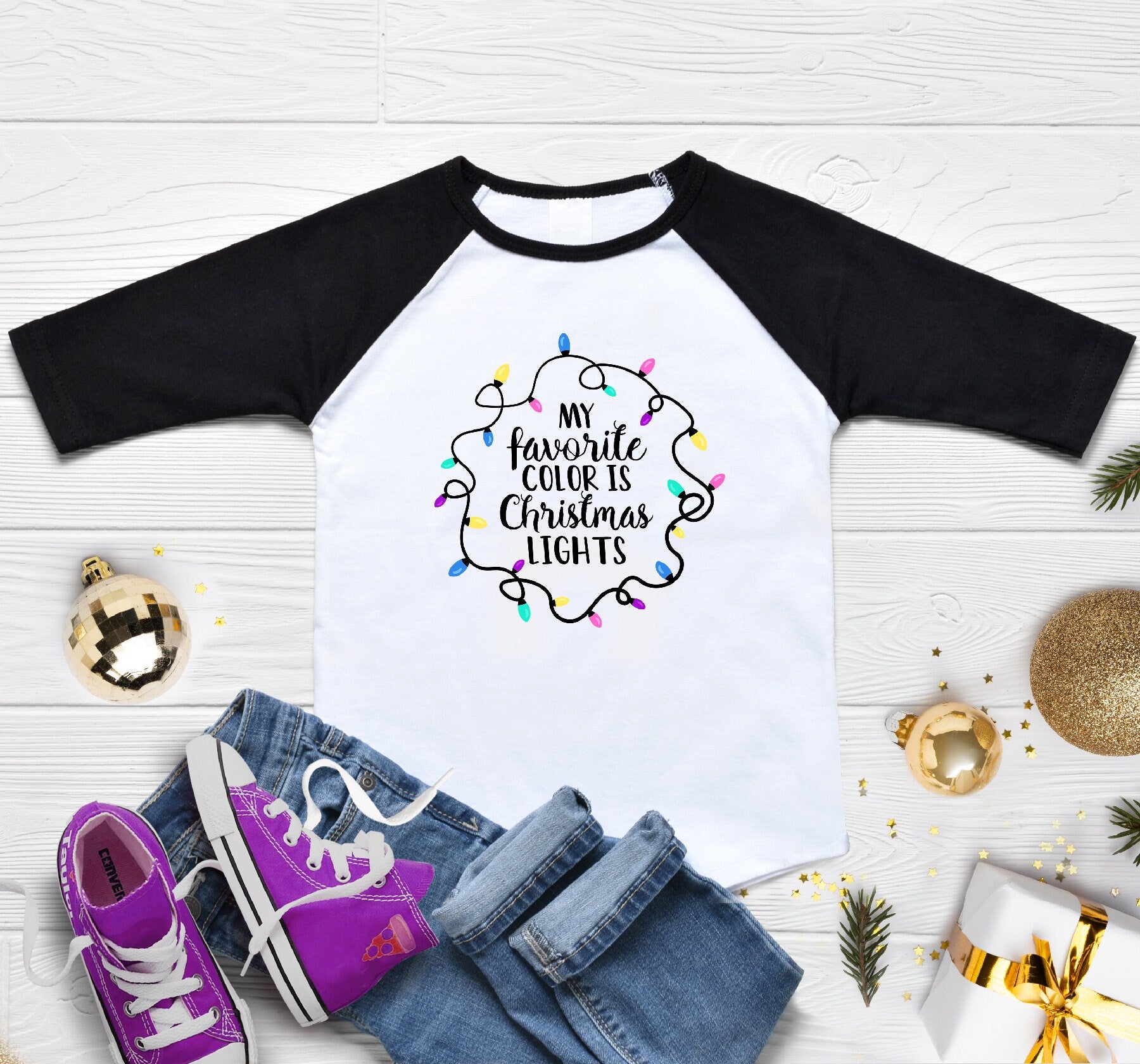 Christmas Family Shirts, Christmas Kids Shirts, My Favorite Color is Christmas Lights Shirt, Cute Christmas Lights, Christmas Baby Onesie®