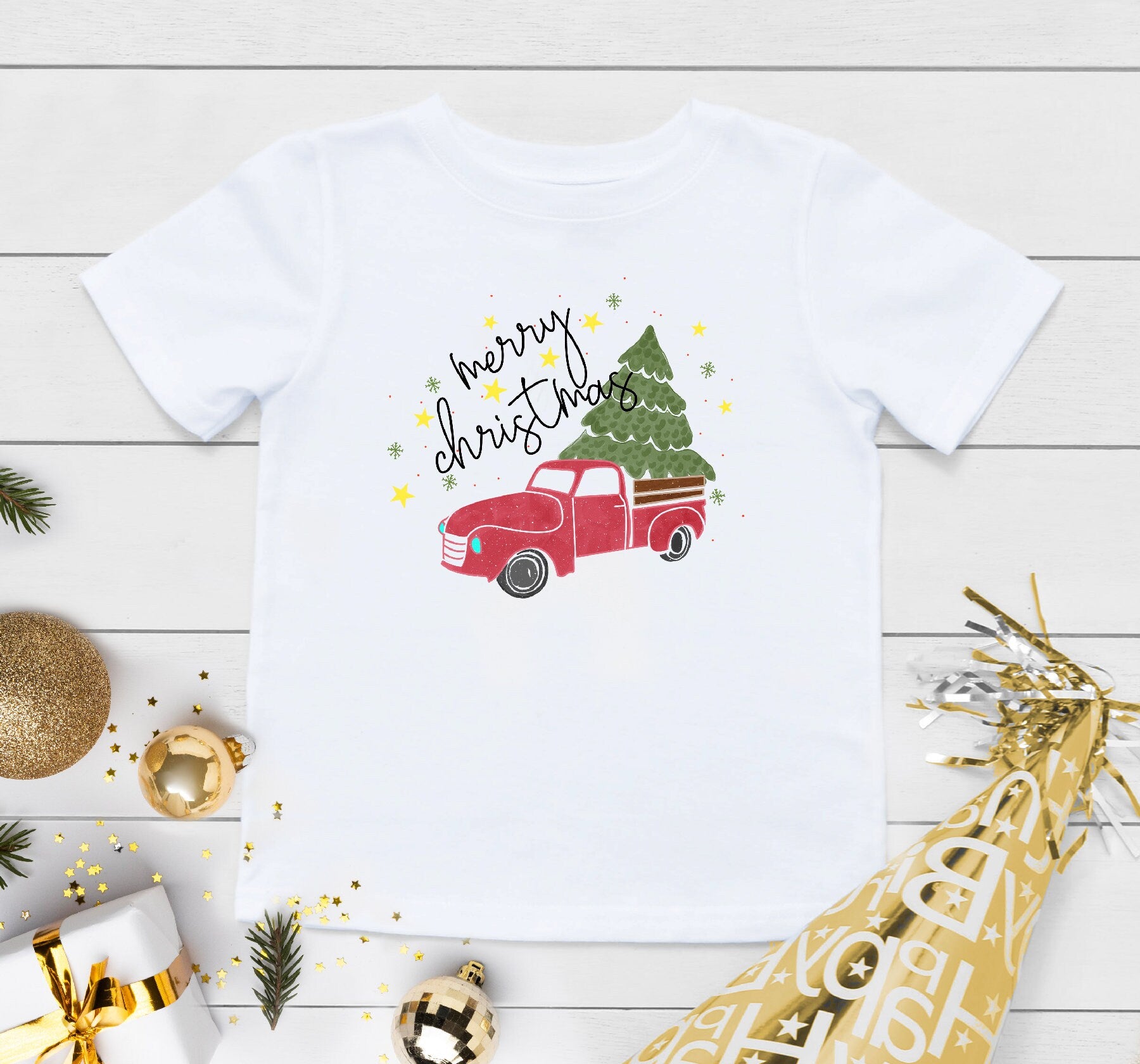 Christmas Tree Kids Shirt, Red Truck and Christmas Tree Onesie®, Christmas Baby Gift, Holiday Onesie®, Baby Christmas Outfit, Red Car Shirt