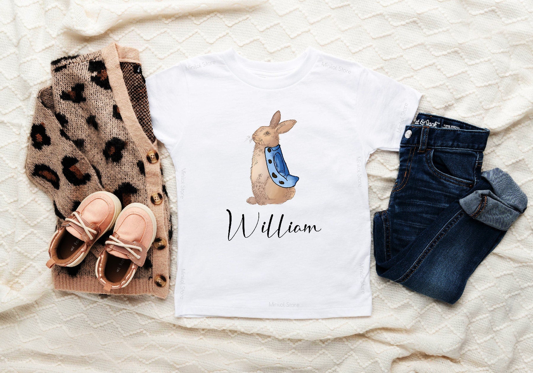 Cute Animal Kids Shirt, Personalized Rabbit Kids Shirt, Cute Rabbit Kids Shirt, Personalized Name Bunny Onesie®,  Cute Easter Bunny Bodysuit