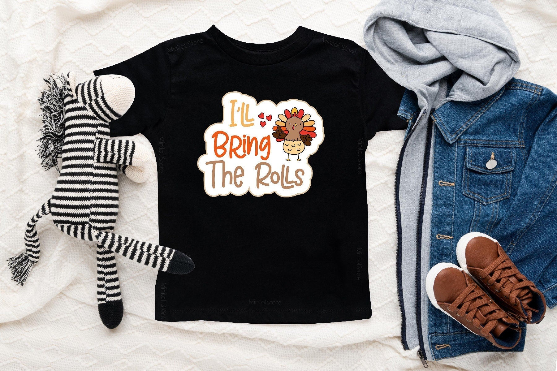 Thanksgiving Baby Shirt, Funny Thanksgiving Kids Shirt, I'll Bring The Rolls Toddler Shirt, Funny Rolls Baby Bodysuit, Fall Kids Raglan