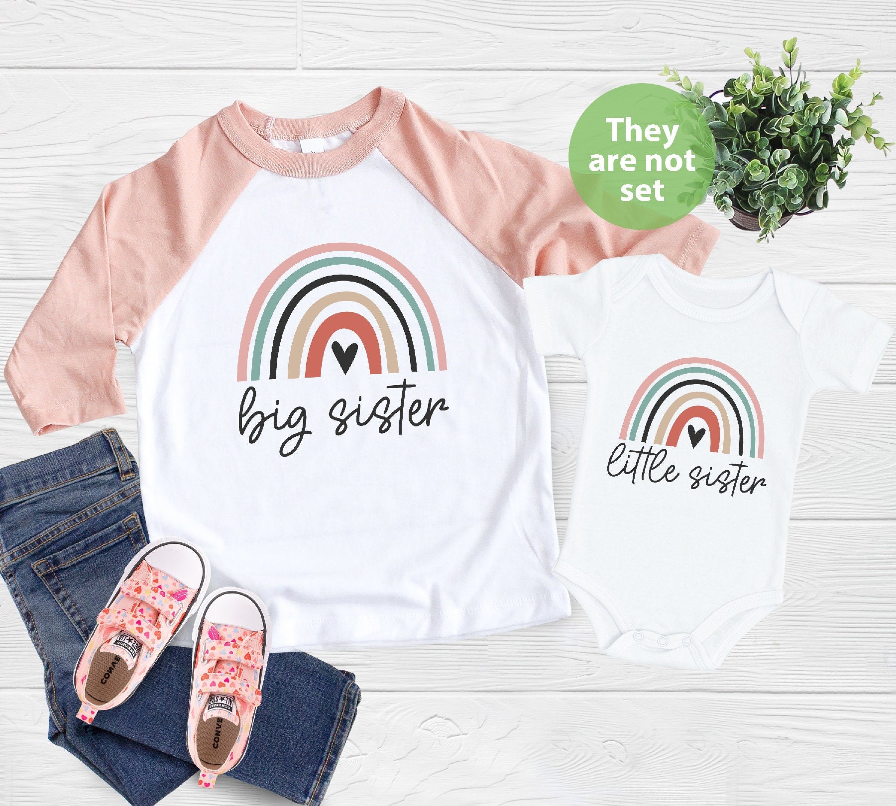 Big Sister Siblings Shirt, Pregnancy Announcement, Big Sister Little Sister Outfits, Older Sister Younger Sister Shirts, Rainbow Kids Shirt