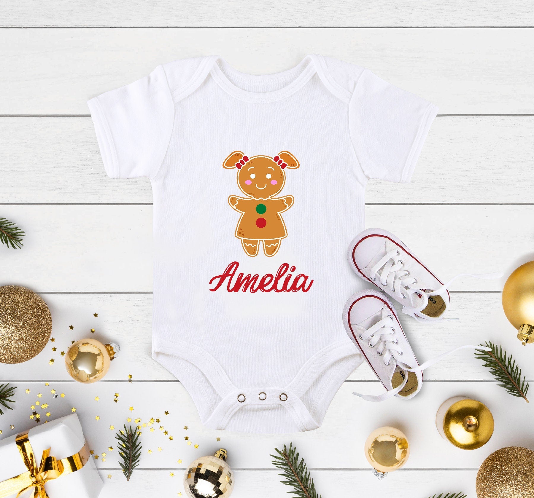 Personalized Christmas Cookie Girl Shirt, Personalized Christmas Name Onesie®, Toddler Christmas Raglan, Girls Christmas Shirt