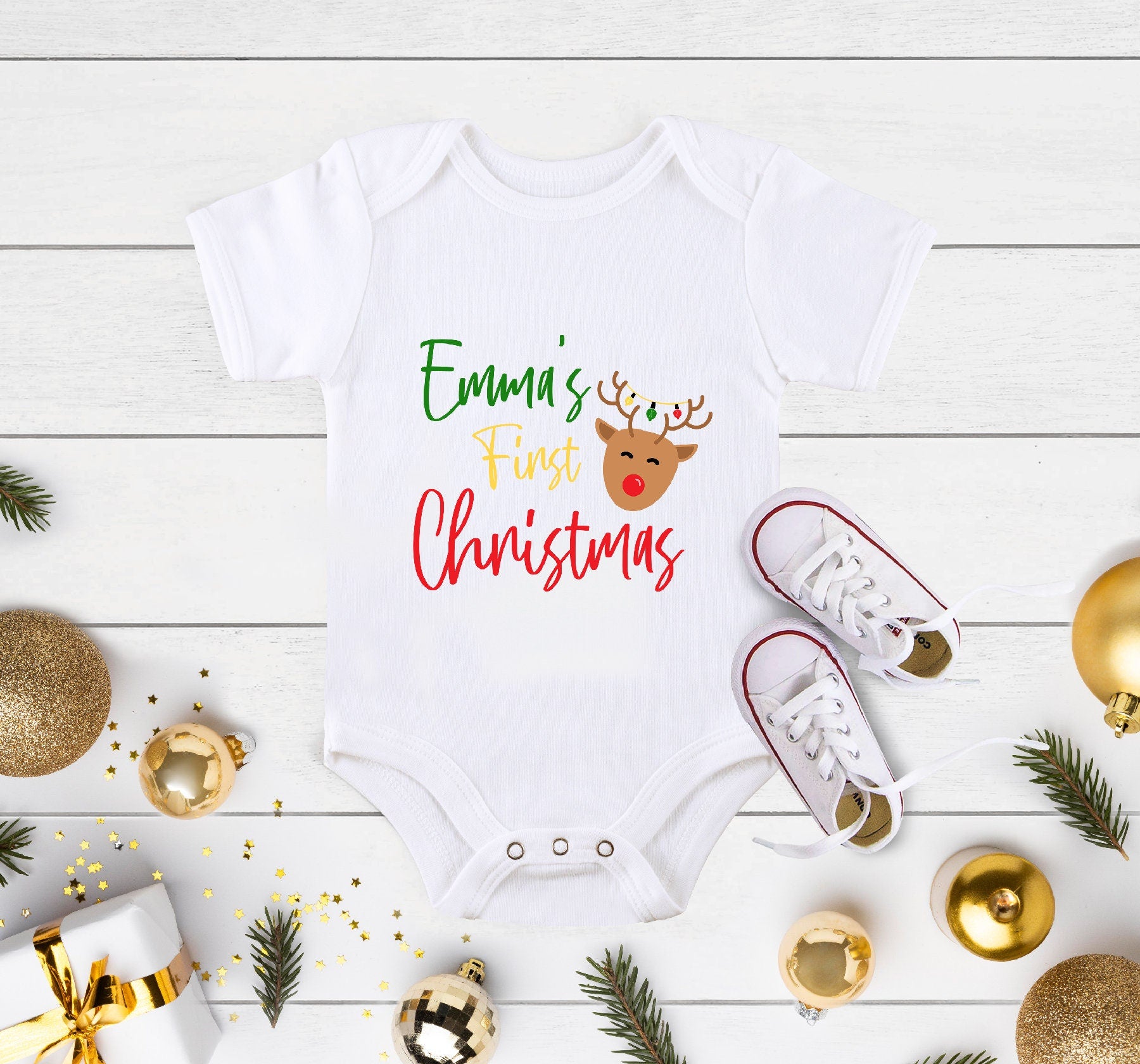 Personalized Baby First Christmas Onesie®, Personalized Christmas Baby Onesie®, Holiday Onesie®, Christmas Gift For Baby