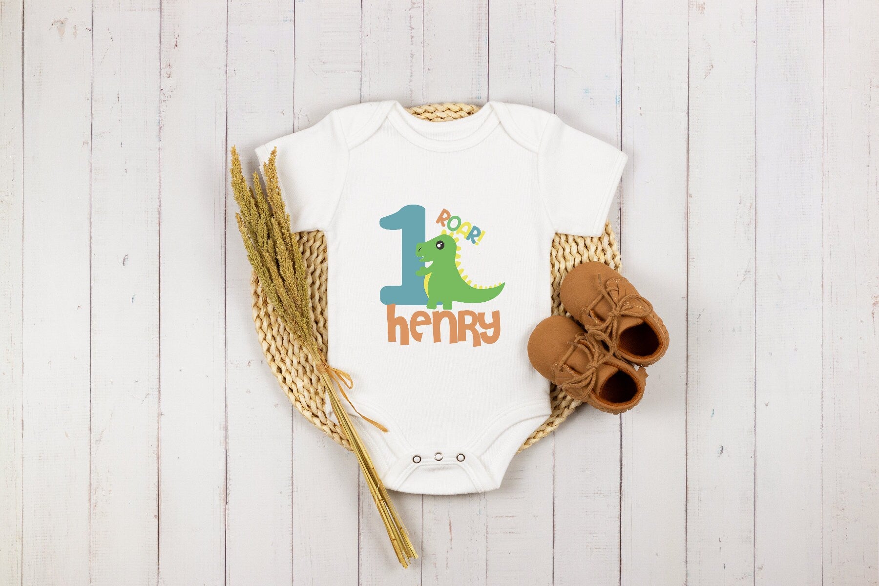 Personalized 1st Birthday Onesie®, Saurus Baby Birthday Bodysuit, Dino First Birthday Boy Onesie®, Personalized 1st Birthday Onesie®