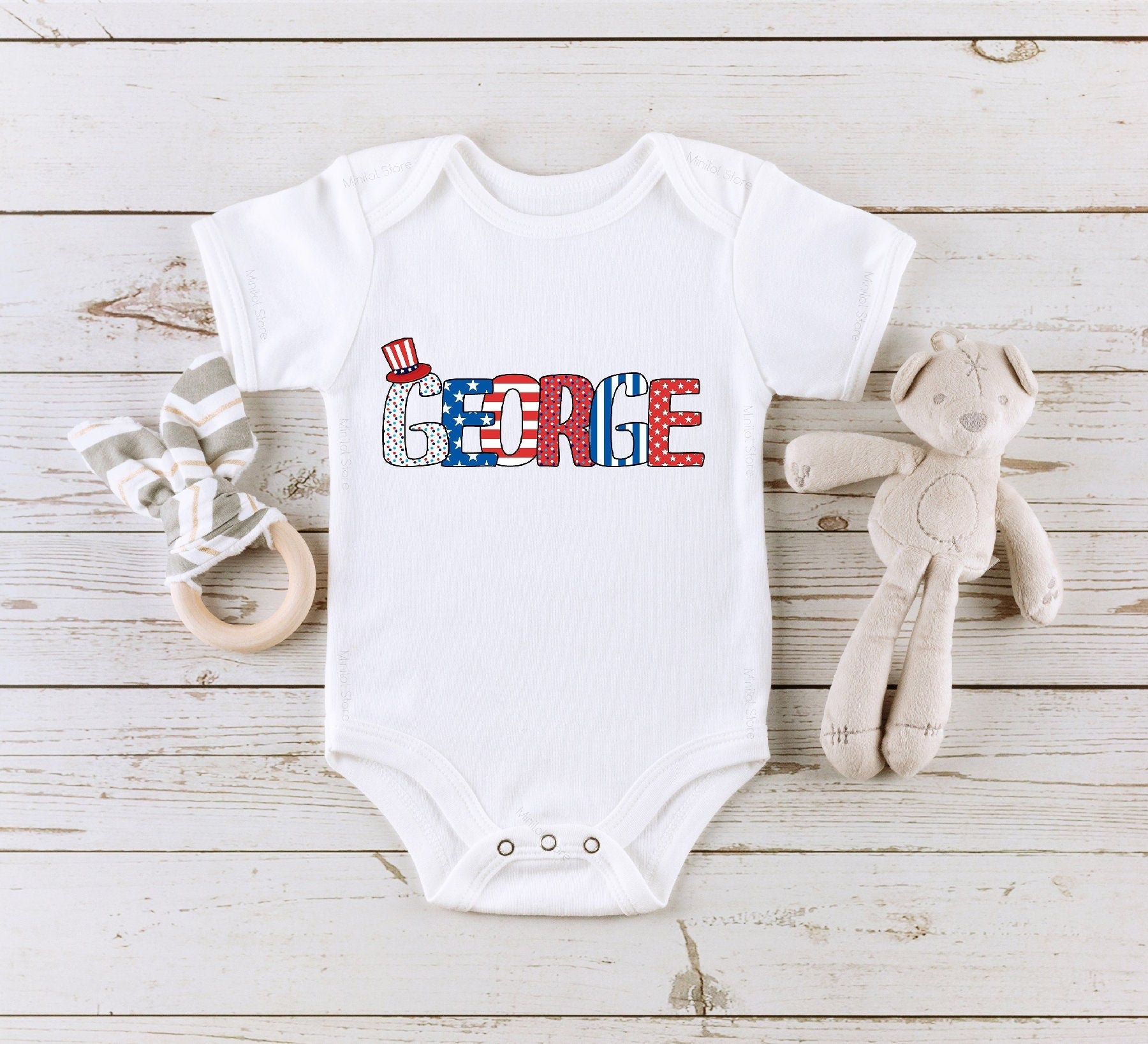 Personalized Custom Name Toddler Shirt, Cute Patriotic Name Toddler Shirt, Personalized Fourth Of July Kids Shirt