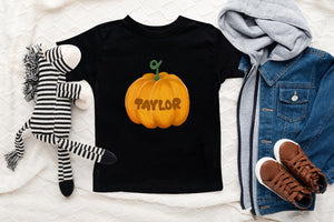 Main product mockup of Personalized Pumpkin Fall Kids Shirt