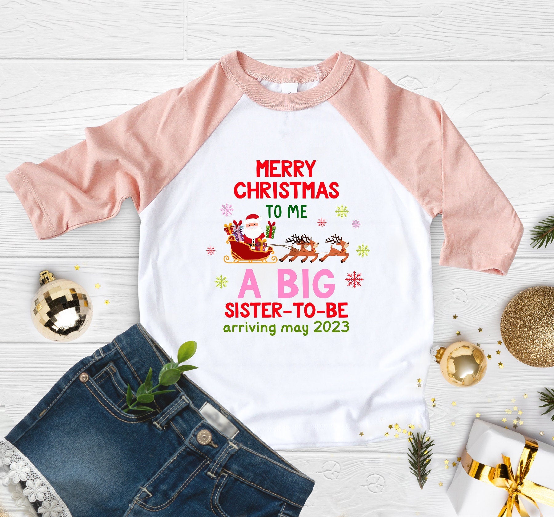 Personalized Big Sister Reveal, Christmas Big Sister Shirt, Big Sister To Be, Christmas Baby Announcement, Christmas Pregnancy Announcement