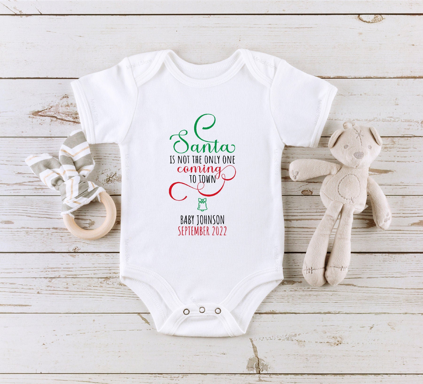 Santa Isn't The Only One Coming To Town, Personalized Christmas Baby Announcement, Christmas Pregnancy Announcement, New Year Surprise